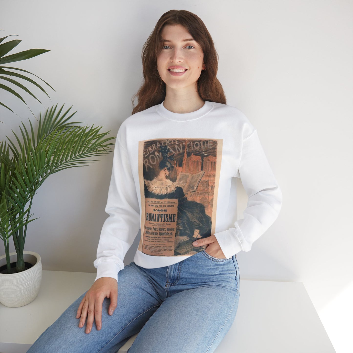 Affiche pour la "Librairie Romantique". White Heavy Blend Adult Crew Neck SweatShirt