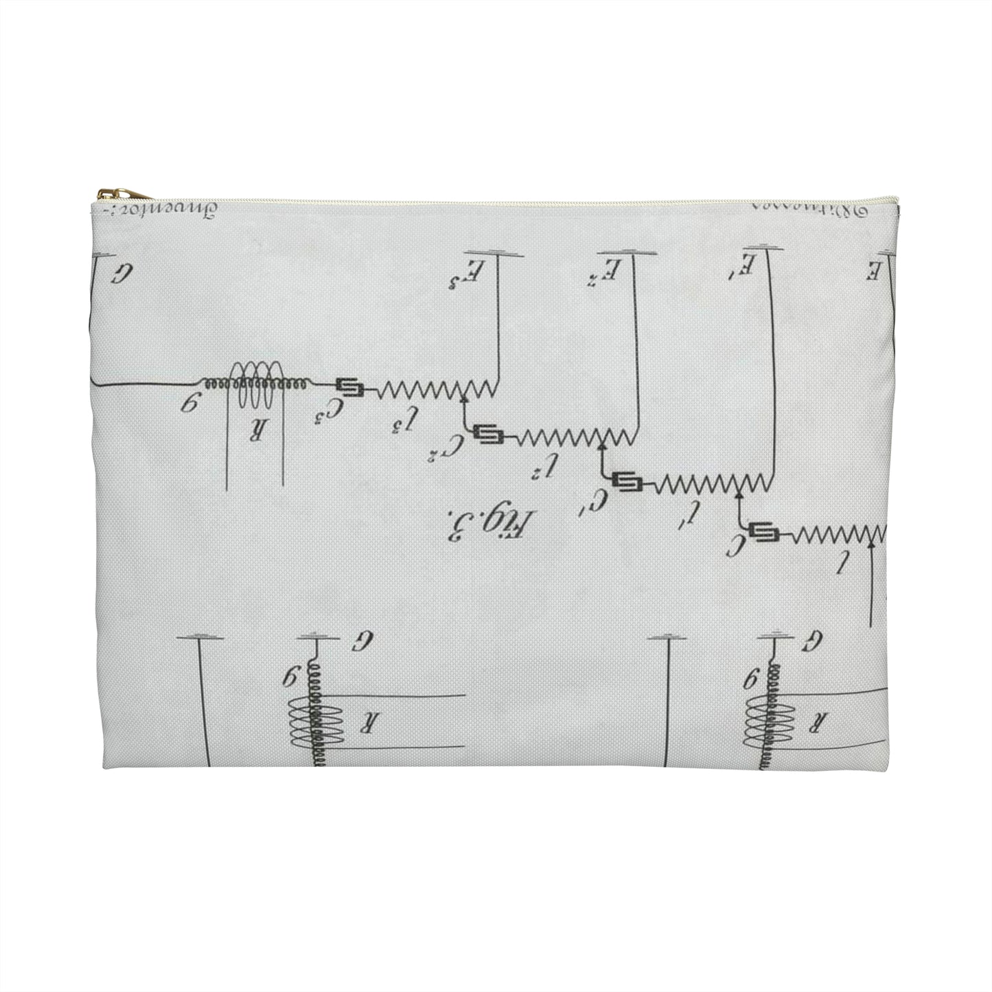 Patent drawing - for G. Marconi's Wireless Telegraphy Public domain image Large Organizer Pouch with Black Zipper