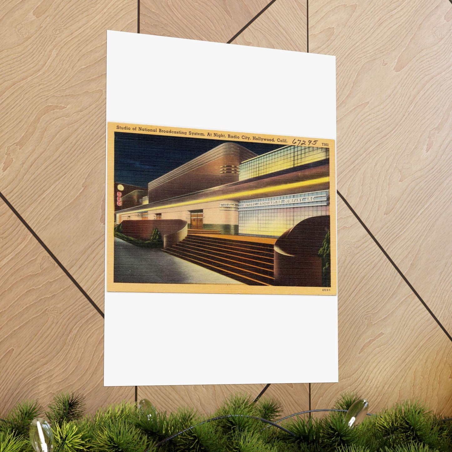 Studio of National Broadcasting System, at night, Radio City, Hollywood, Calif. High Quality Matte Wall Art Poster for Home, Office, Classroom