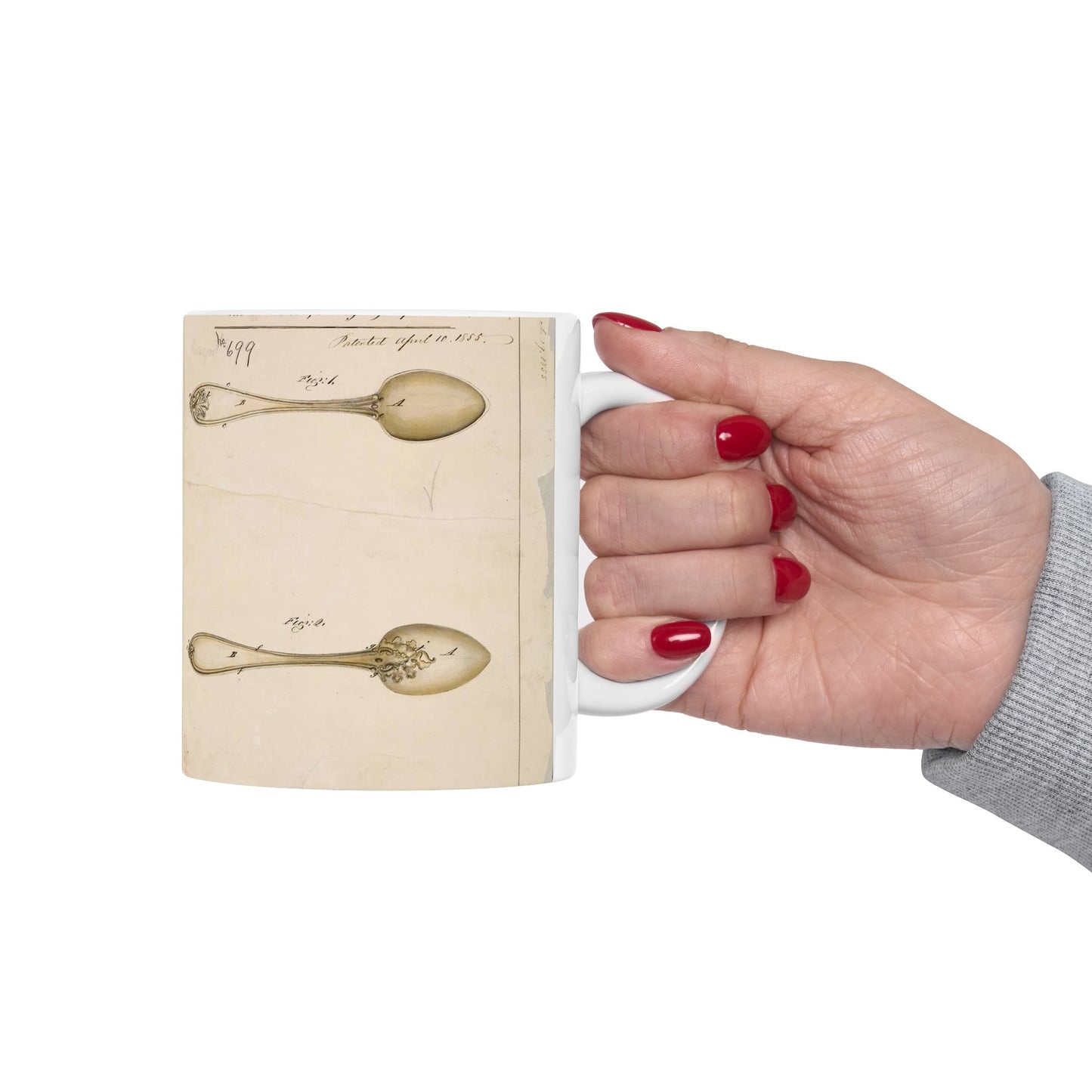 Patent drawing - Drawing of Design for Spoons Public domain image Beautiful Novelty Ceramic Coffee Mug 11oz