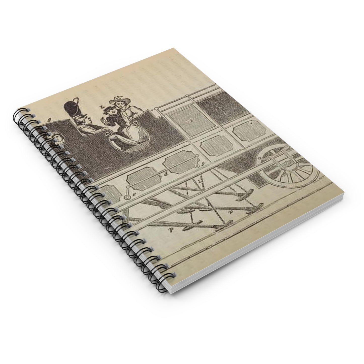 Patent Drawing of Engine - Patent steam coach, by the late Mr. David Gordon Public domain image Spiral Bound Ruled Notebook with Printed Cover