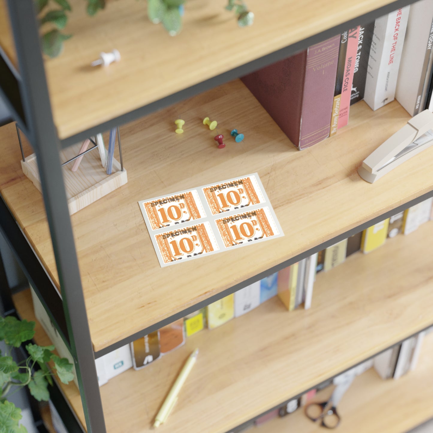 Ten penny Unemployment Relief stamp overprinted 'Specimen' Laminated UV Protective Vinyl Stickers