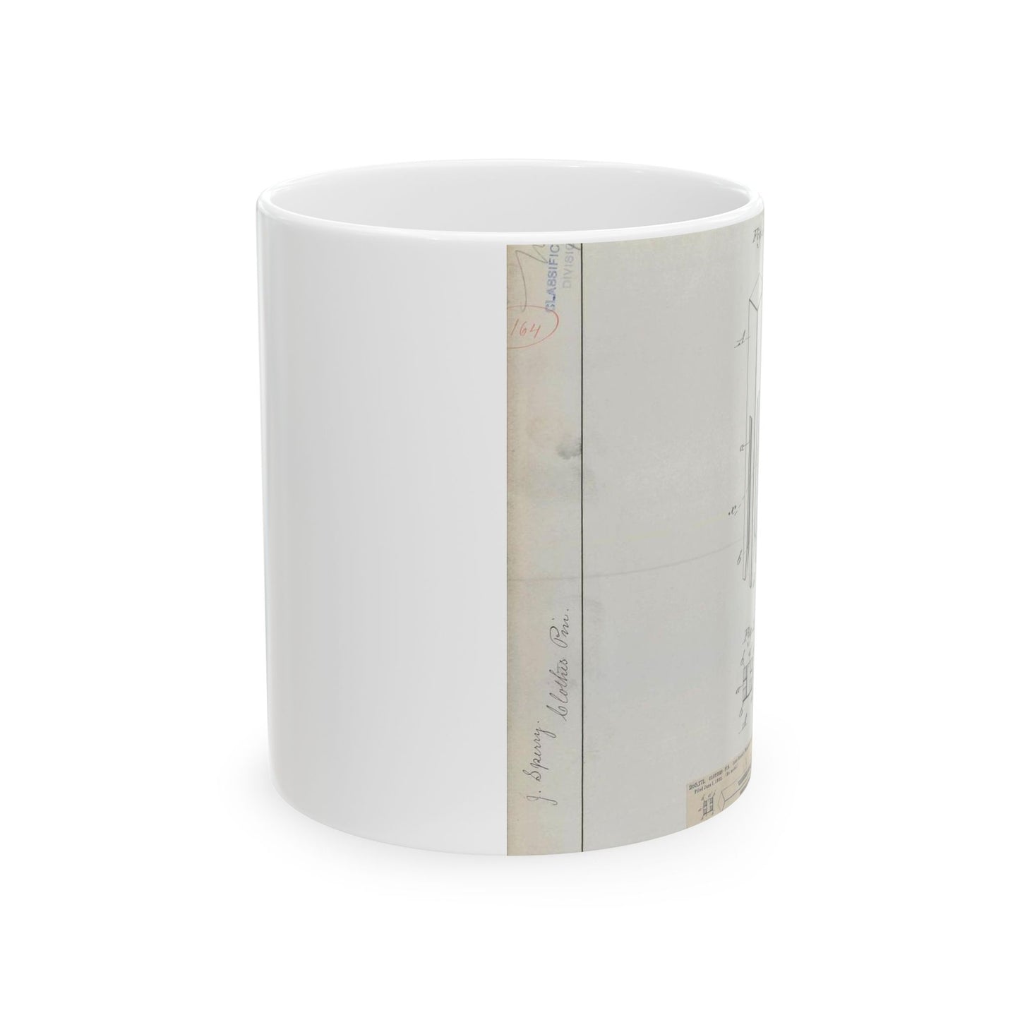 Patent drawing - for J. Sperry's Clothes Pin Public domain image Beautiful Novelty Ceramic Coffee Mug 11oz