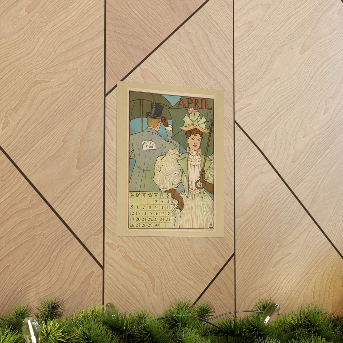 April, Art Nouveau Poster - Art nouveau public domain poster High Quality Matte Wall Art Poster for Home, Office, Classroom