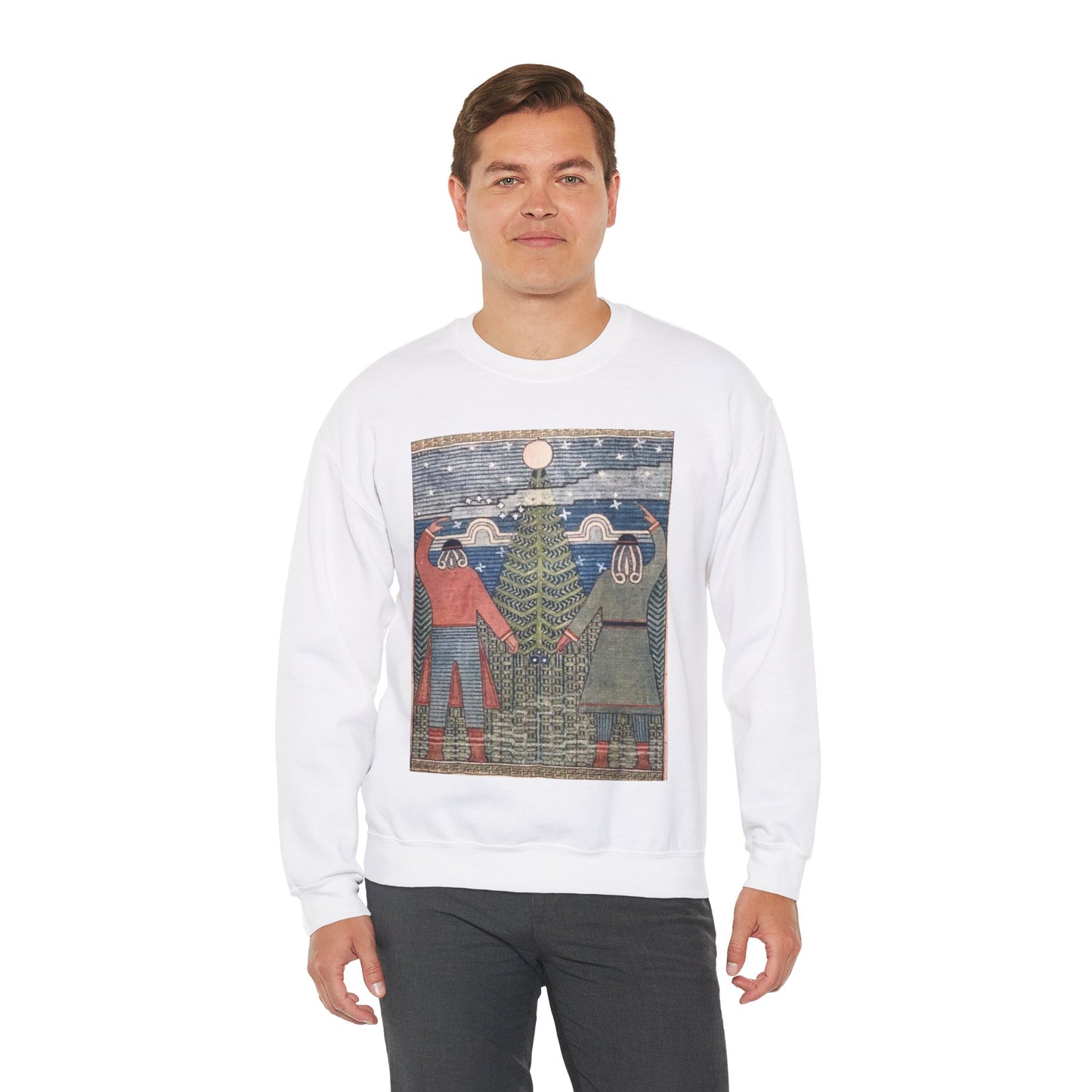 Joseph Alanen - Moonwatchers - Art nouveau public domain image White Heavy Blend Adult Crew Neck SweatShirt