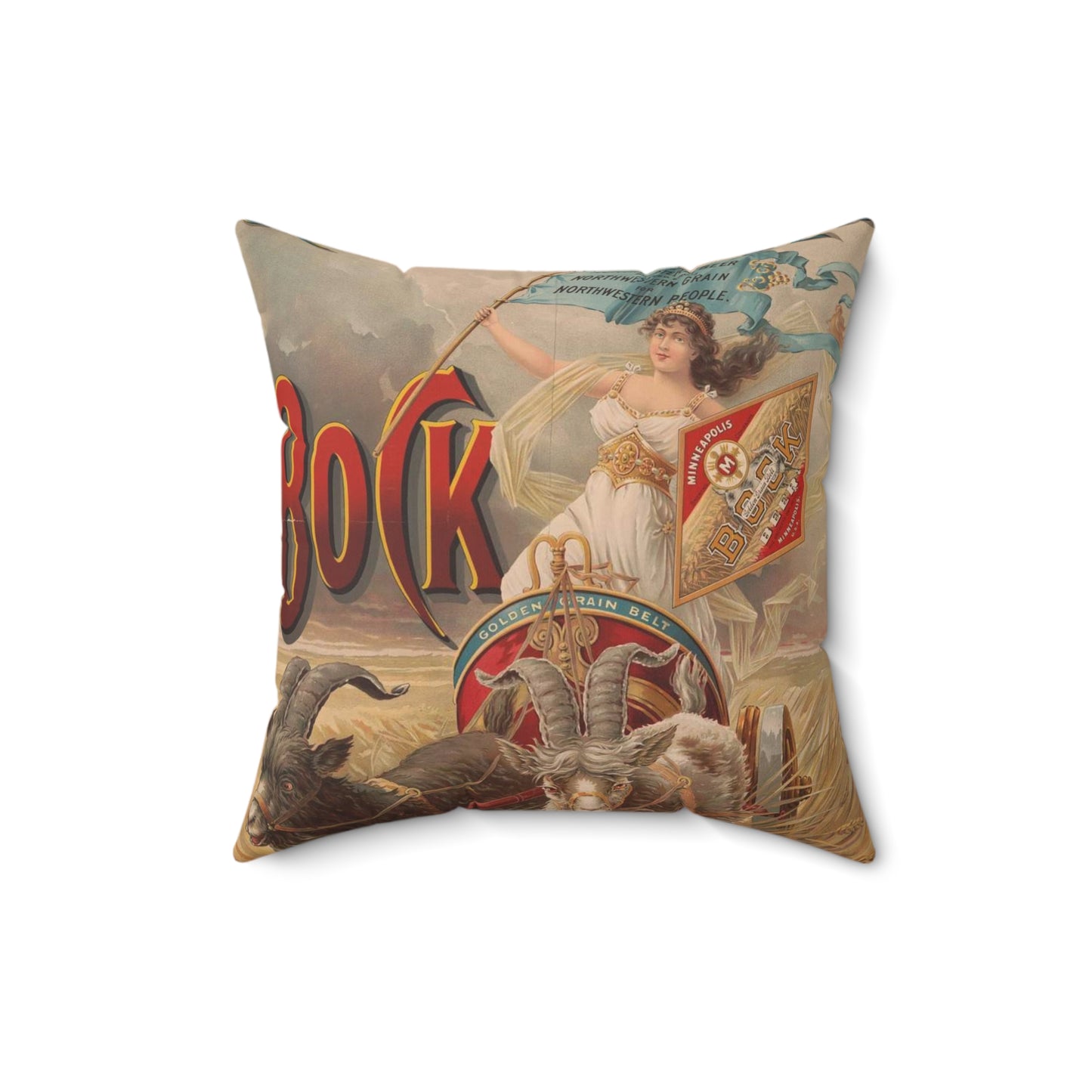Minneapolis Brewing Cos., bock - Public domain graphic arts, Library of Congress Decorative Accent Square Pillow