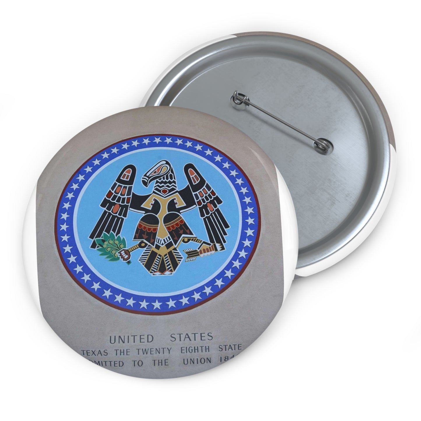 One of several medallions at Fair Park, depicting nations that have ruled all or much of the territory of Texas Pin Buttons with Crisp Design