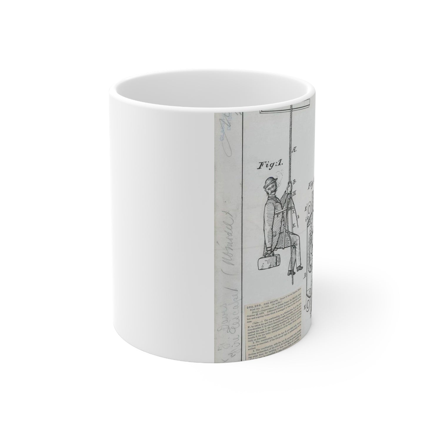 Patent Drawing of Engine - for O. F. Davis' Fire Escape Public domain image Beautiful Novelty Ceramic Coffee Mug 11oz