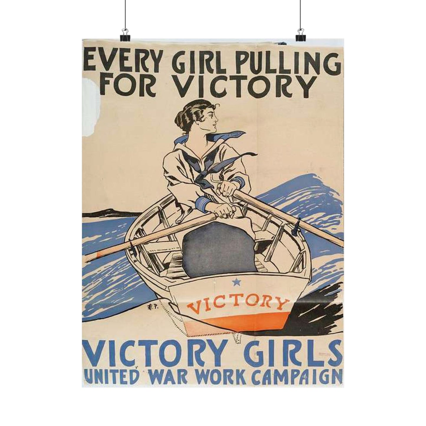 Every Girl Pulling for Victory, Victory Girls United War Work Campaign High Quality Matte Wall Art Poster for Home, Office, Classroom