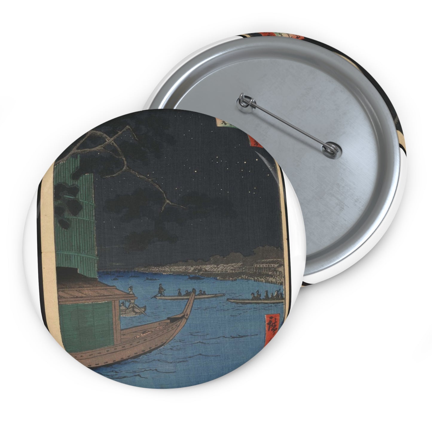 Gajō icchō, Andō Hiroshige - Public domain portrait drawing Pin Buttons with Crisp Design