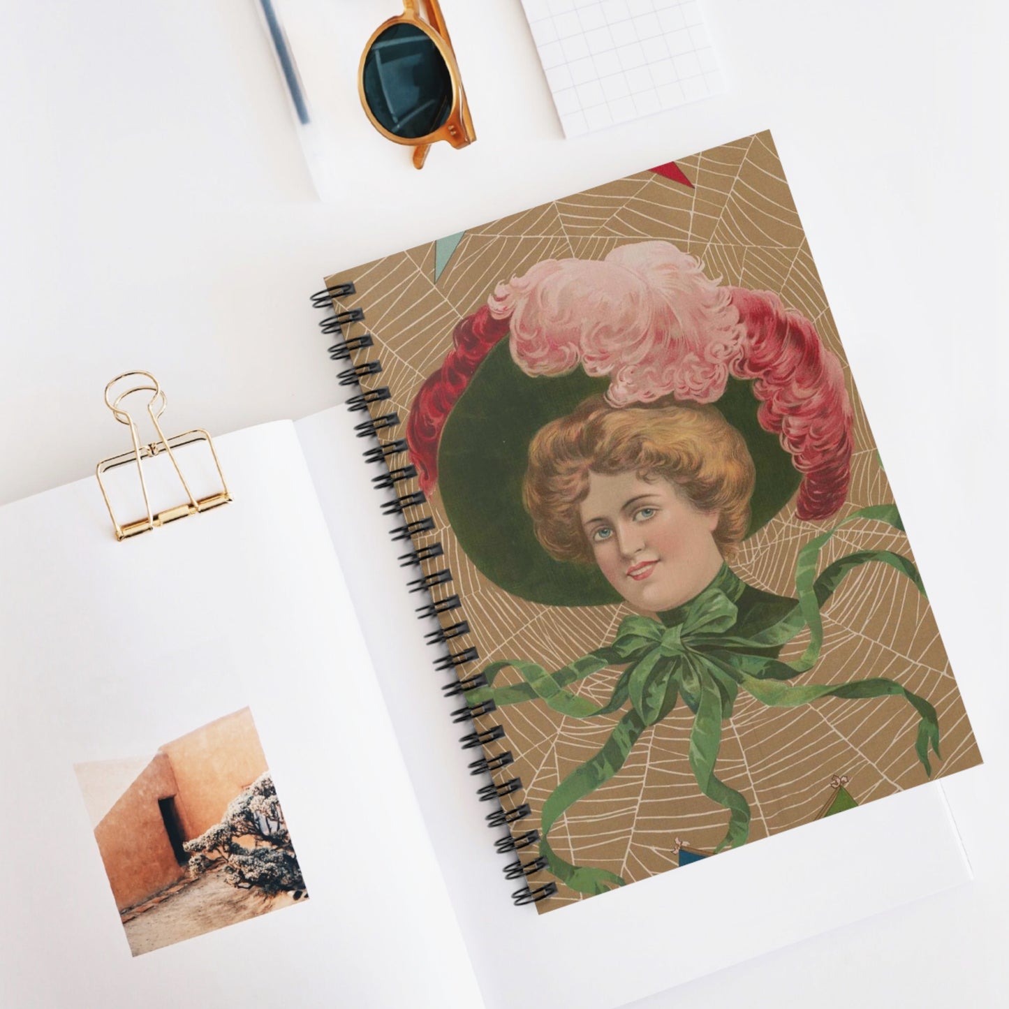 College widow - Print, Library of Congress collection Spiral Bound Ruled Notebook with Printed Cover
