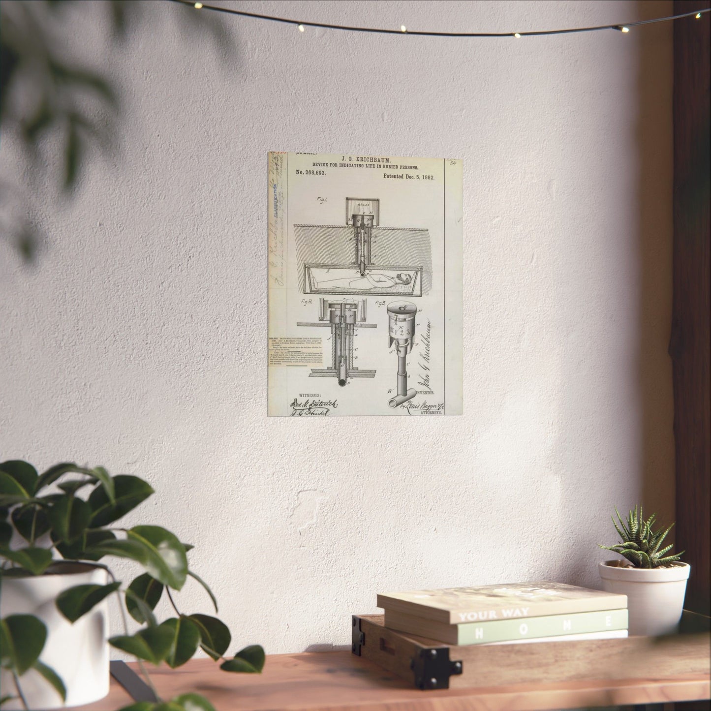 Patent drawing - for J. G. Krichbaum's Device for Indicating Life in Buried Persons Public domain image High Quality Matte Wall Art Poster for Home, Office, Classroom
