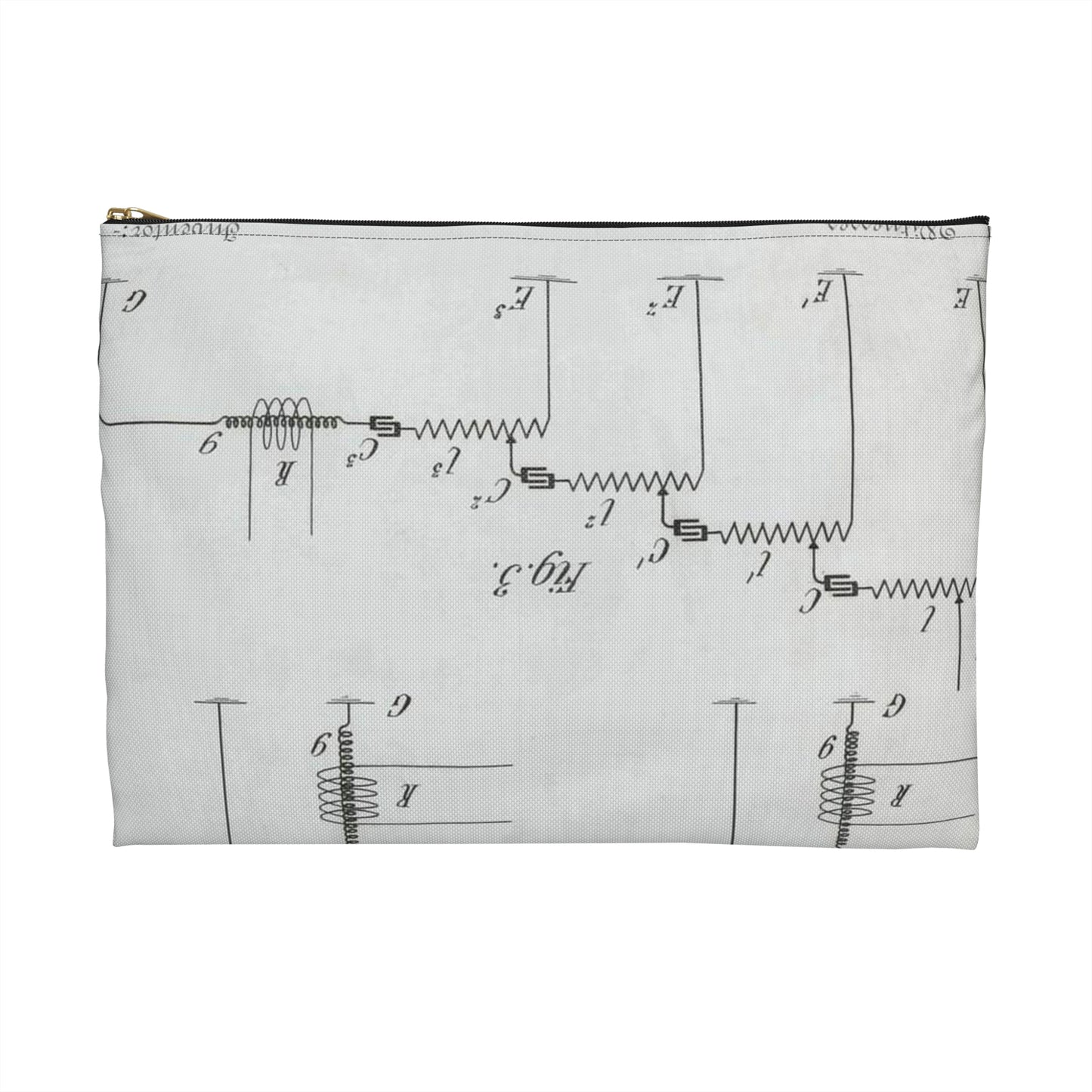 Patent drawing - for G. Marconi's Wireless Telegraphy Public domain image Large Organizer Pouch with Black Zipper