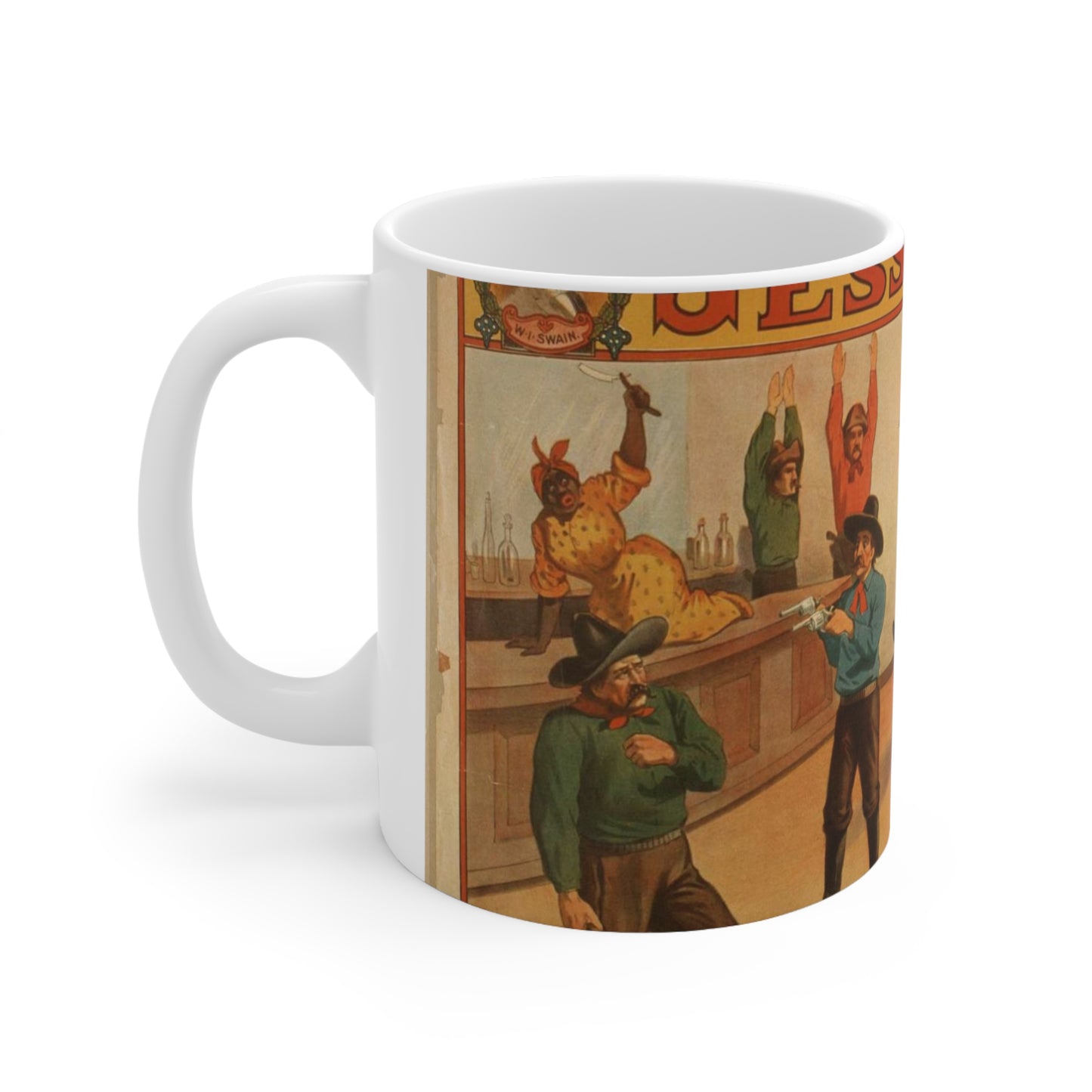 W.I. Swain's western spectacular production, Jesse James Beautiful Novelty Ceramic Coffee Mug 11oz