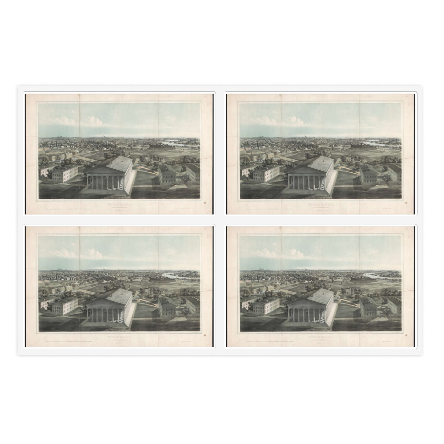 Philadelphia, from Girard College-1850 / J. W. Hill & Smith, del. ; lith. par B. F. Smith Jr. ; printed in tints by F. Michelin. Laminated UV Protective Vinyl Stickers