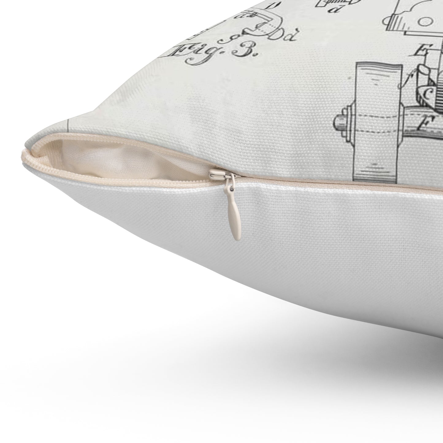 Patent drawing - for F. A. Combes' Roller Skate Public domain image Decorative Accent Square Pillow