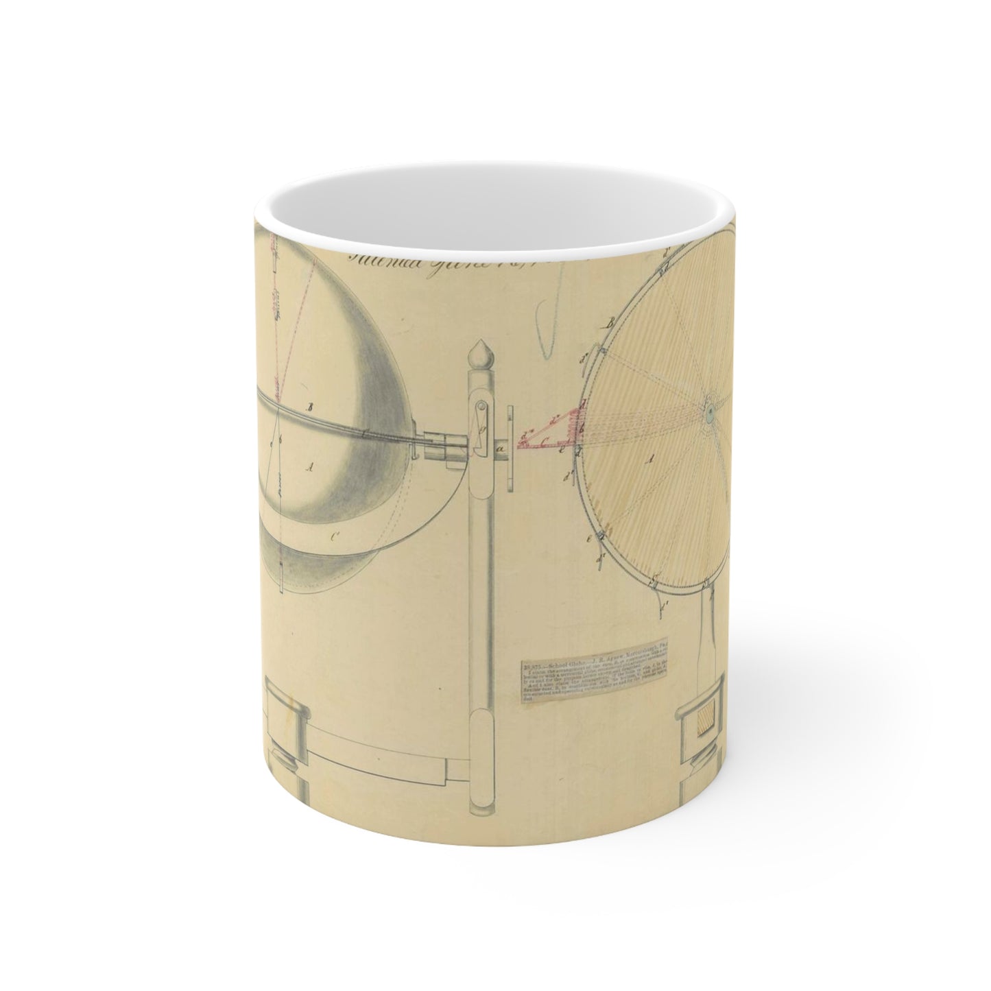 Patent drawing - Drawing of an Improvement in School Globes Public domain image Beautiful Novelty Ceramic Coffee Mug 11oz