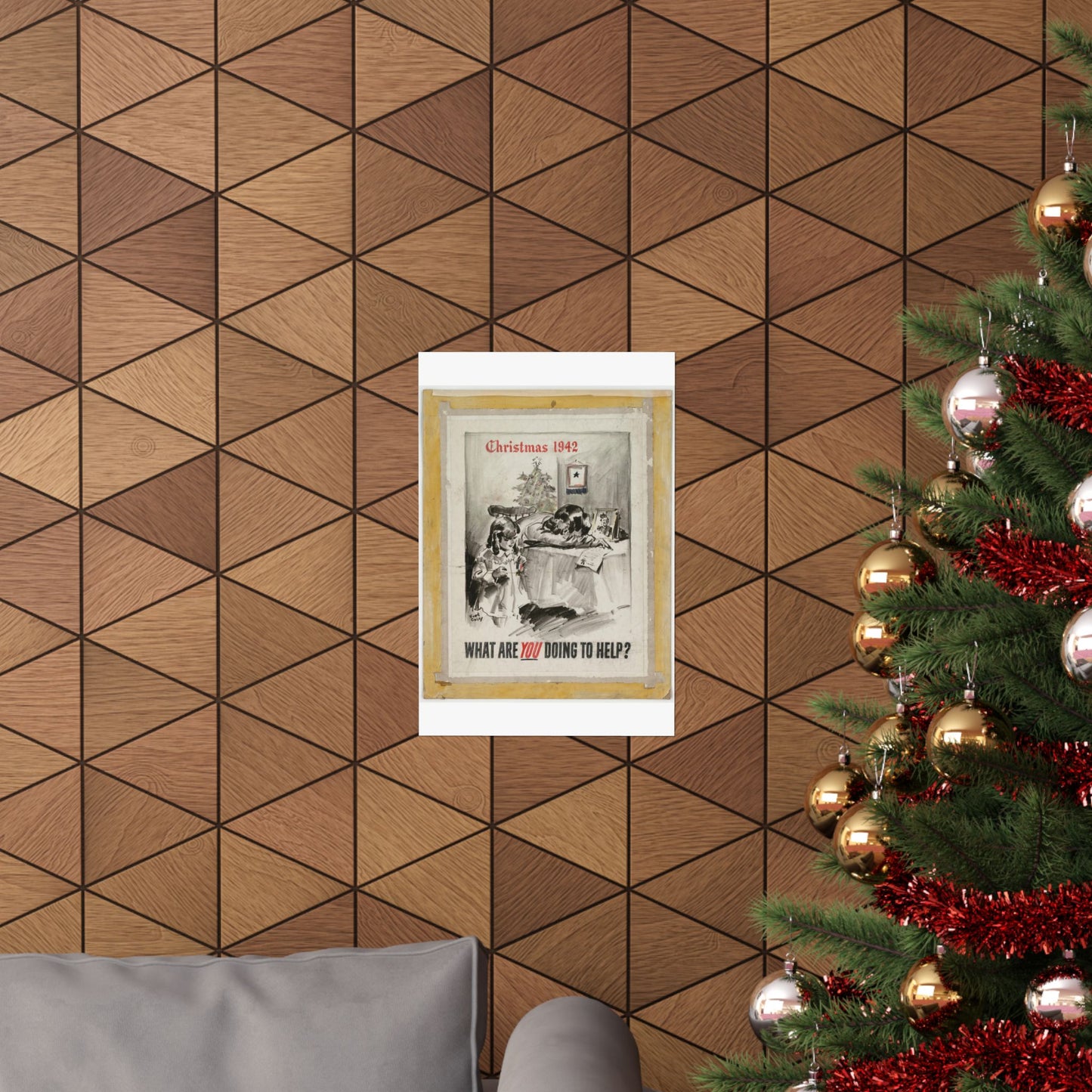 What Are You Doing to Help? Christmas 1942 High Quality Matte Wall Art Poster for Home, Office, Classroom