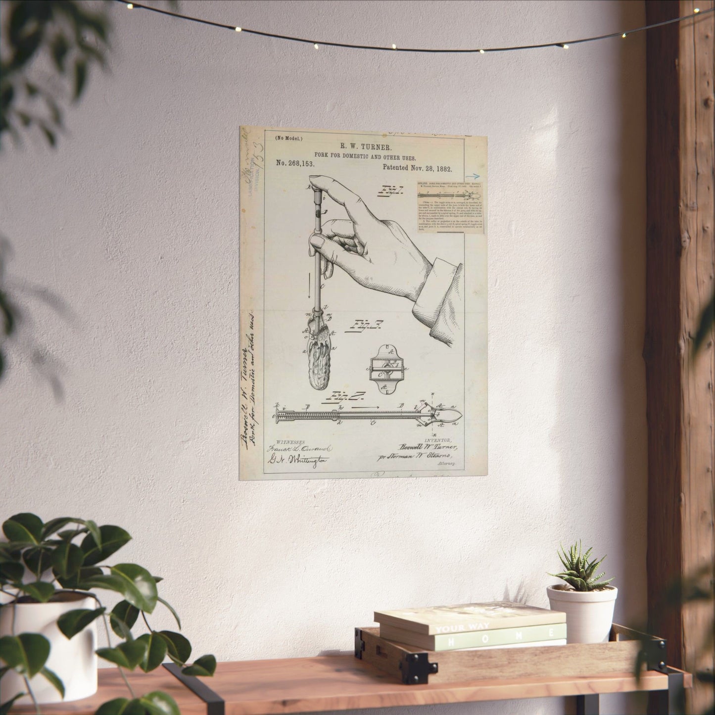 Patent drawing - for R. W. Turner's Fork for Domestic and Other Uses Public domain image High Quality Matte Wall Art Poster for Home, Office, Classroom