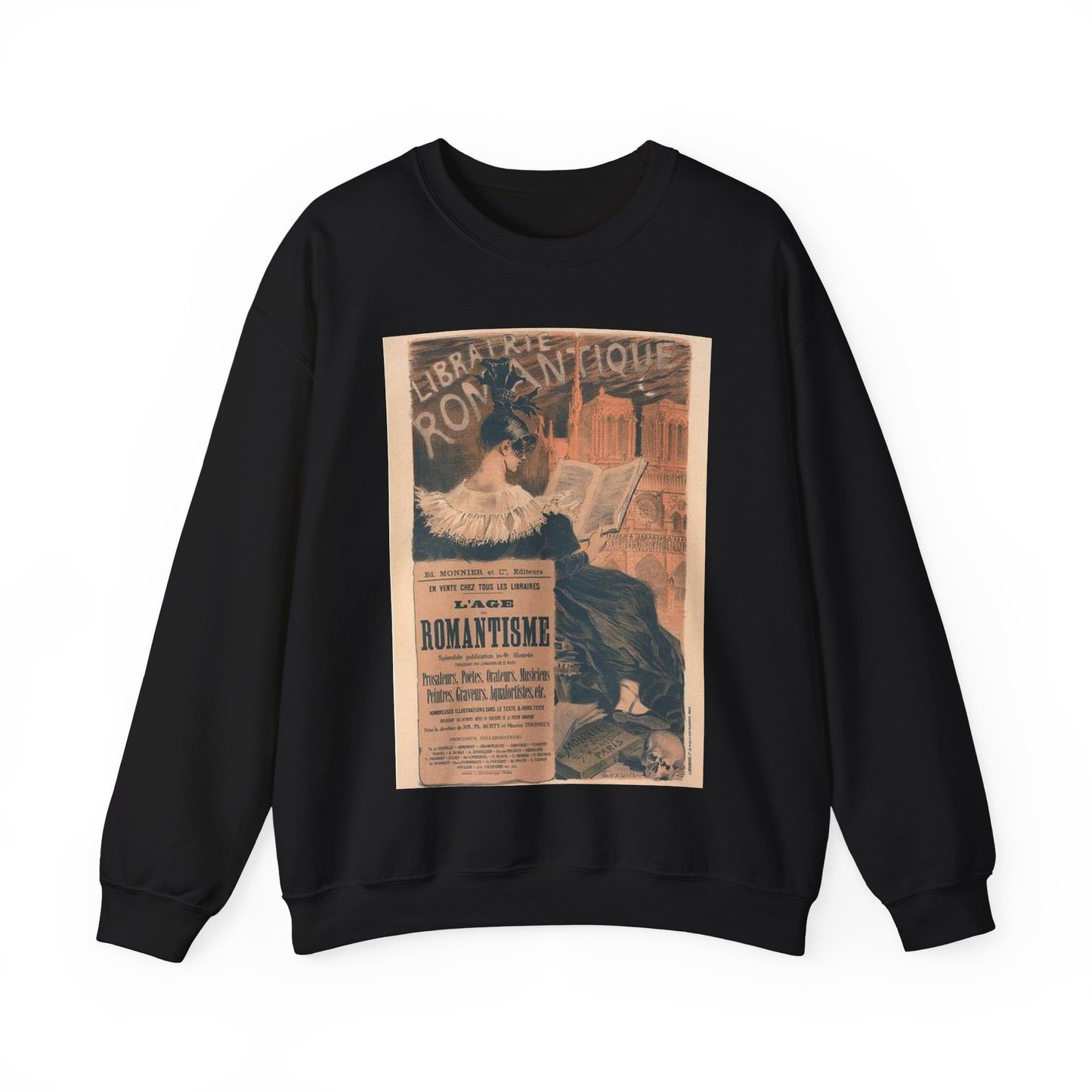 Affiche pour la "Librairie Romantique". Black Heavy Blend Adult Crew Neck SweatShirt