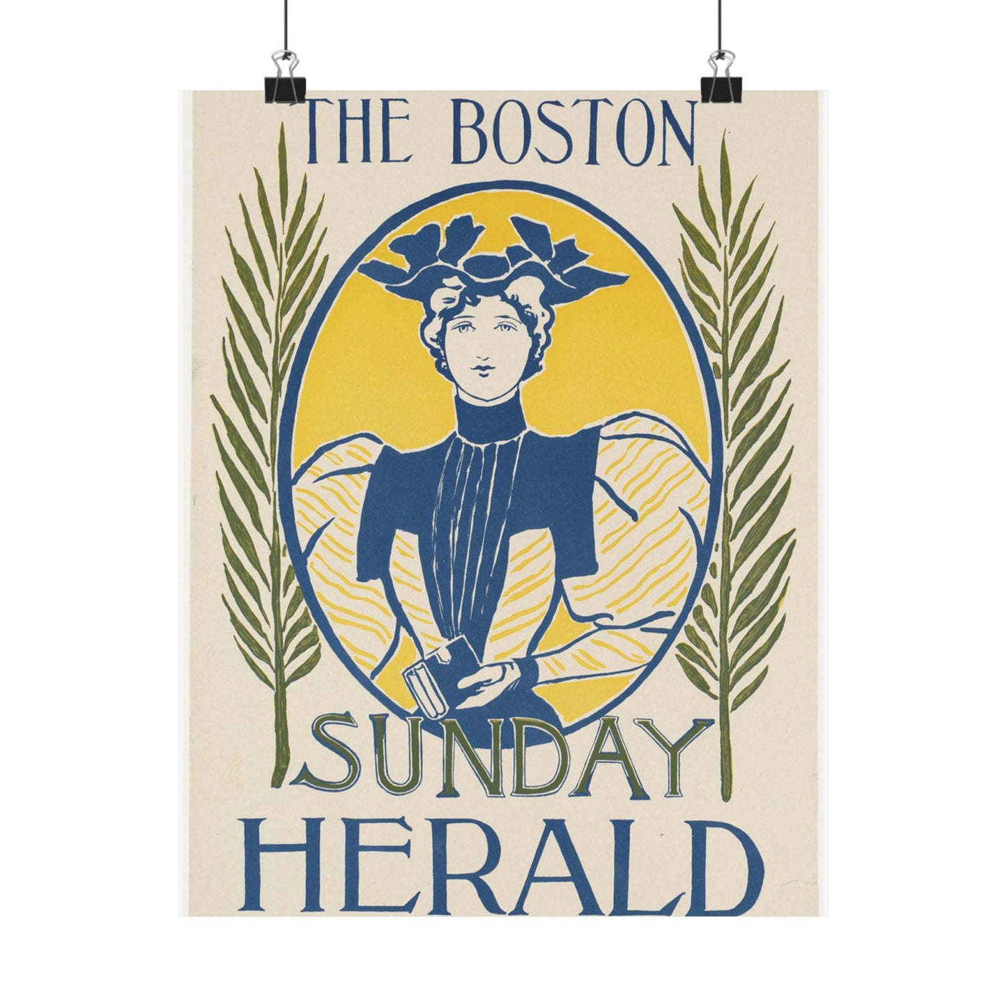 The Boston Sunday herald, Art Nouveau Poster High Quality Matte Wall Art Poster for Home, Office, Classroom