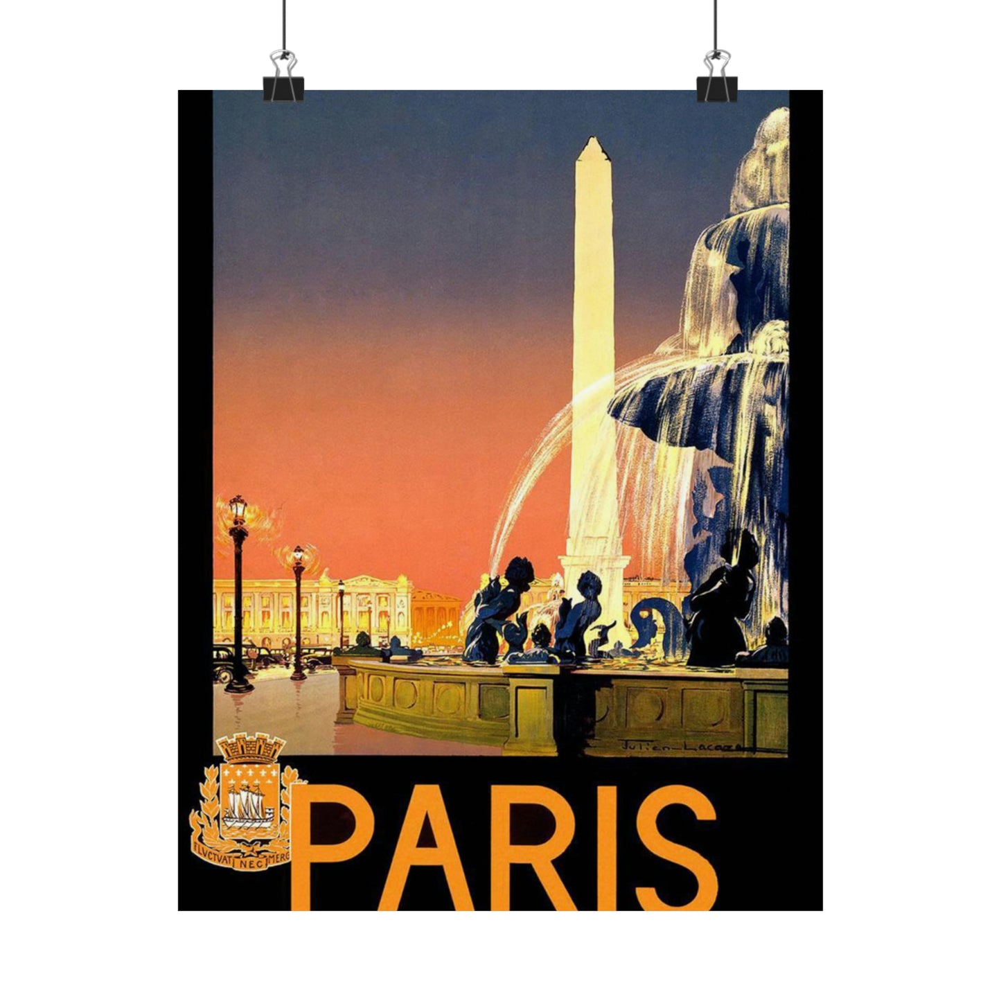 Paris. Vintage Travel Poster. - Art Deco public domain image High Quality Matte Wall Art Poster for Home, Office, Classroom