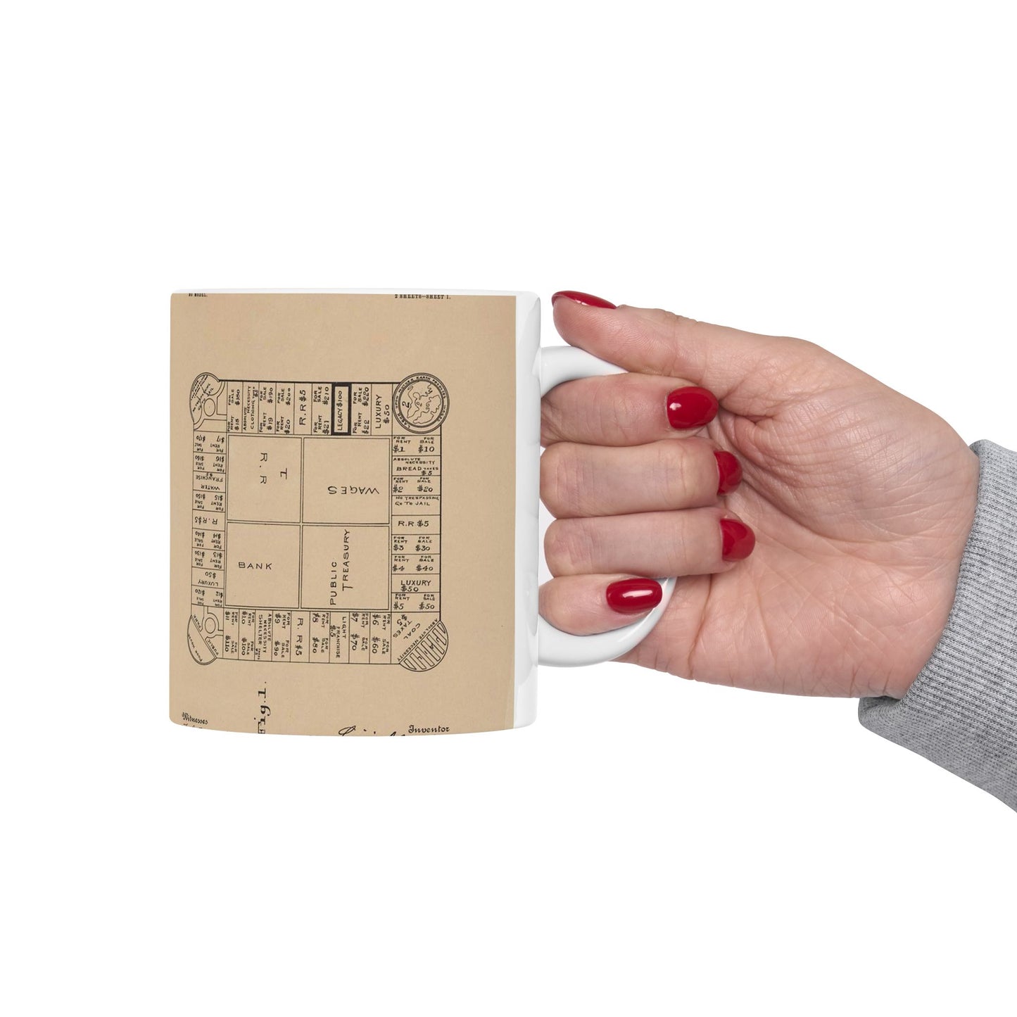 Patent Drawing of Engine - Drawing for a Game Board Public domain image Beautiful Novelty Ceramic Coffee Mug 11oz