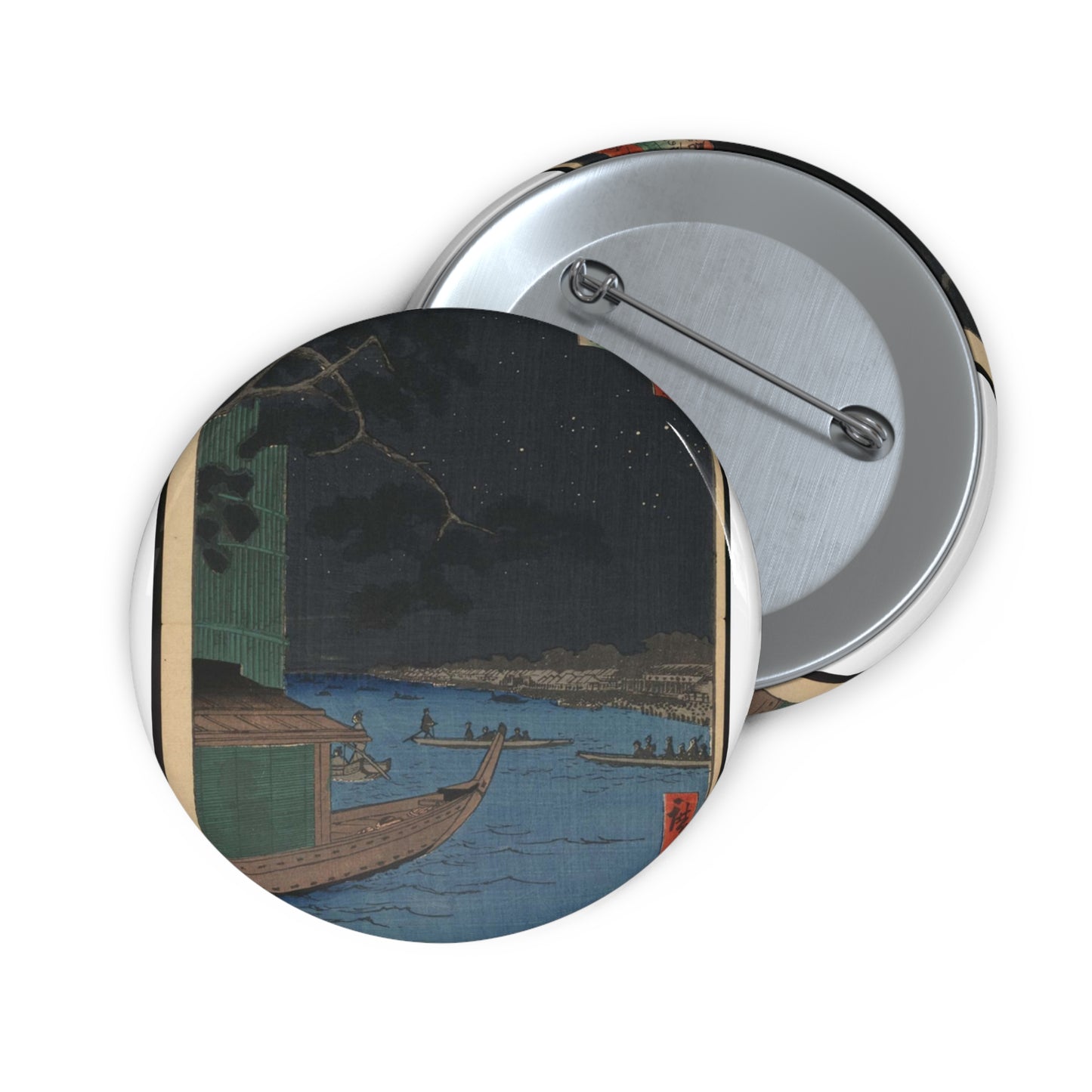 Gajō icchō, Andō Hiroshige - Public domain portrait drawing Pin Buttons with Crisp Design