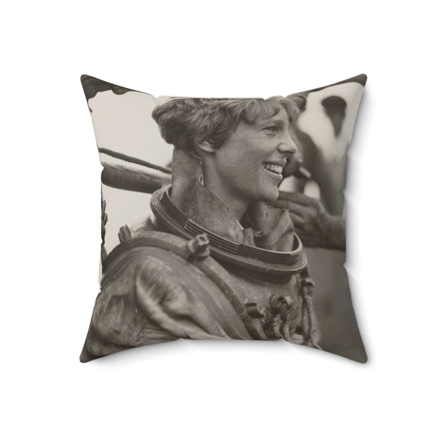 Amelia Earhart Deep Sea Diving off Block Island Decorative Accent Square Pillow