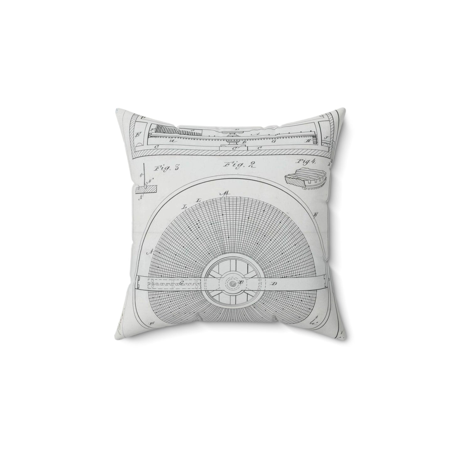 Patent Drawing of Engine - for M. Boom's Music Box Public domain image Decorative Accent Square Pillow