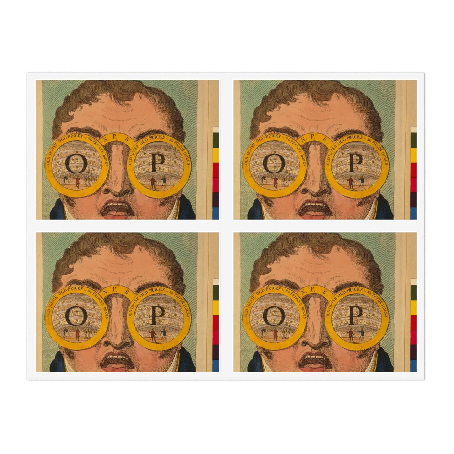 The OP spectacles / Cruikshank del., British Cartoon Print Laminated UV Protective Vinyl Stickers