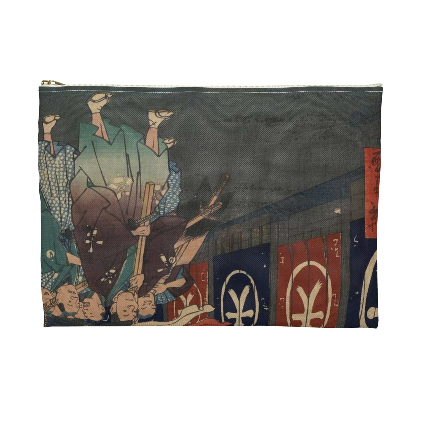Gajō icchō, Ando Hiroshige - Public domain portrait drawing Large Organizer Pouch with Black Zipper