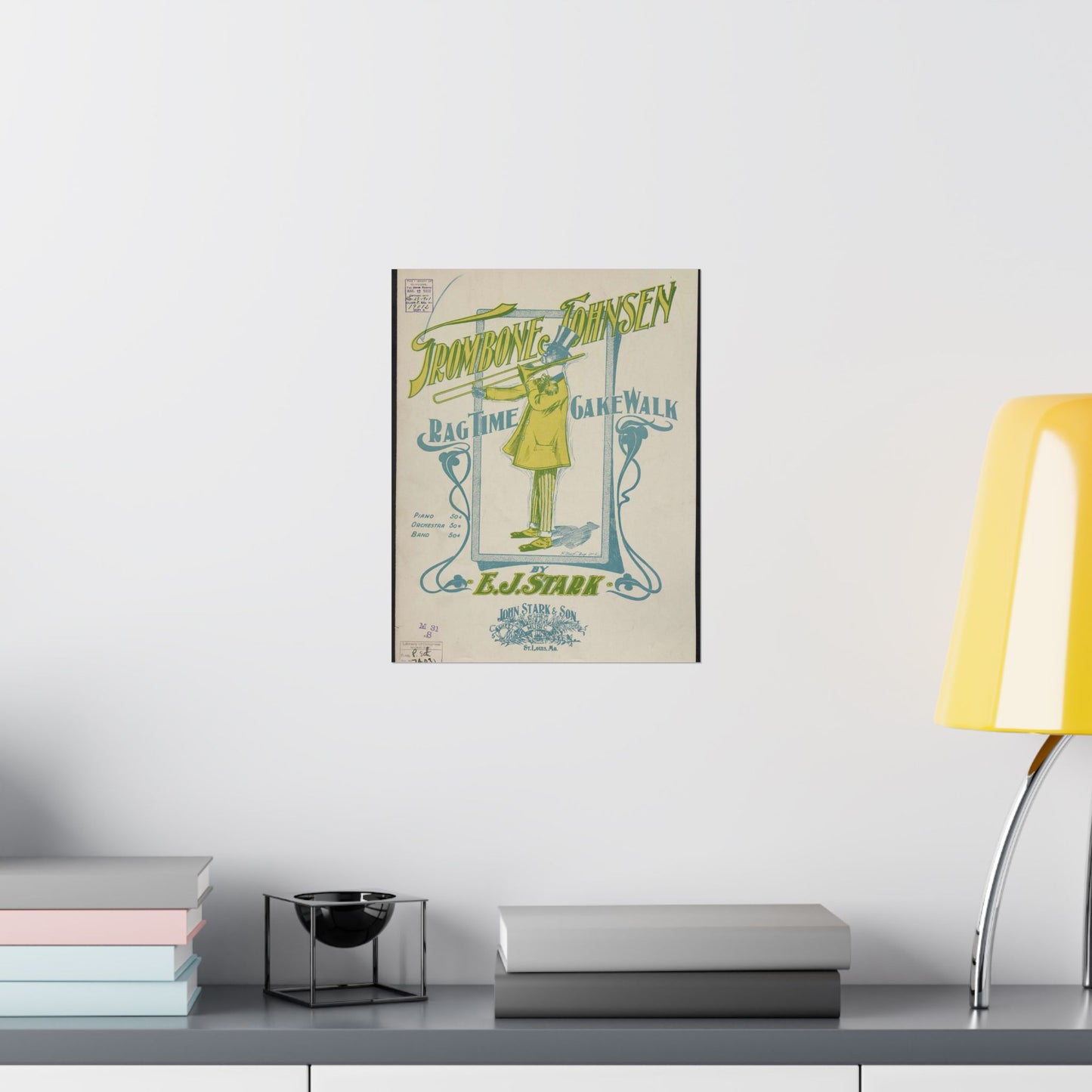Trombone Johnsen, a Ragtime cake walk - Ragtime music High Quality Matte Wall Art Poster for Home, Office, Classroom