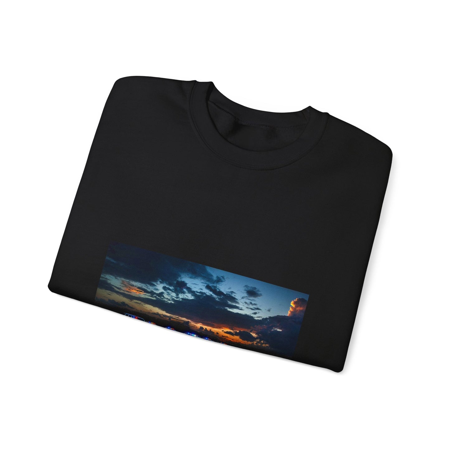 DHS Training Vehicles at Sunset in Glynco Georgia FLETC Black Heavy Blend Adult Crew Neck SweatShirt