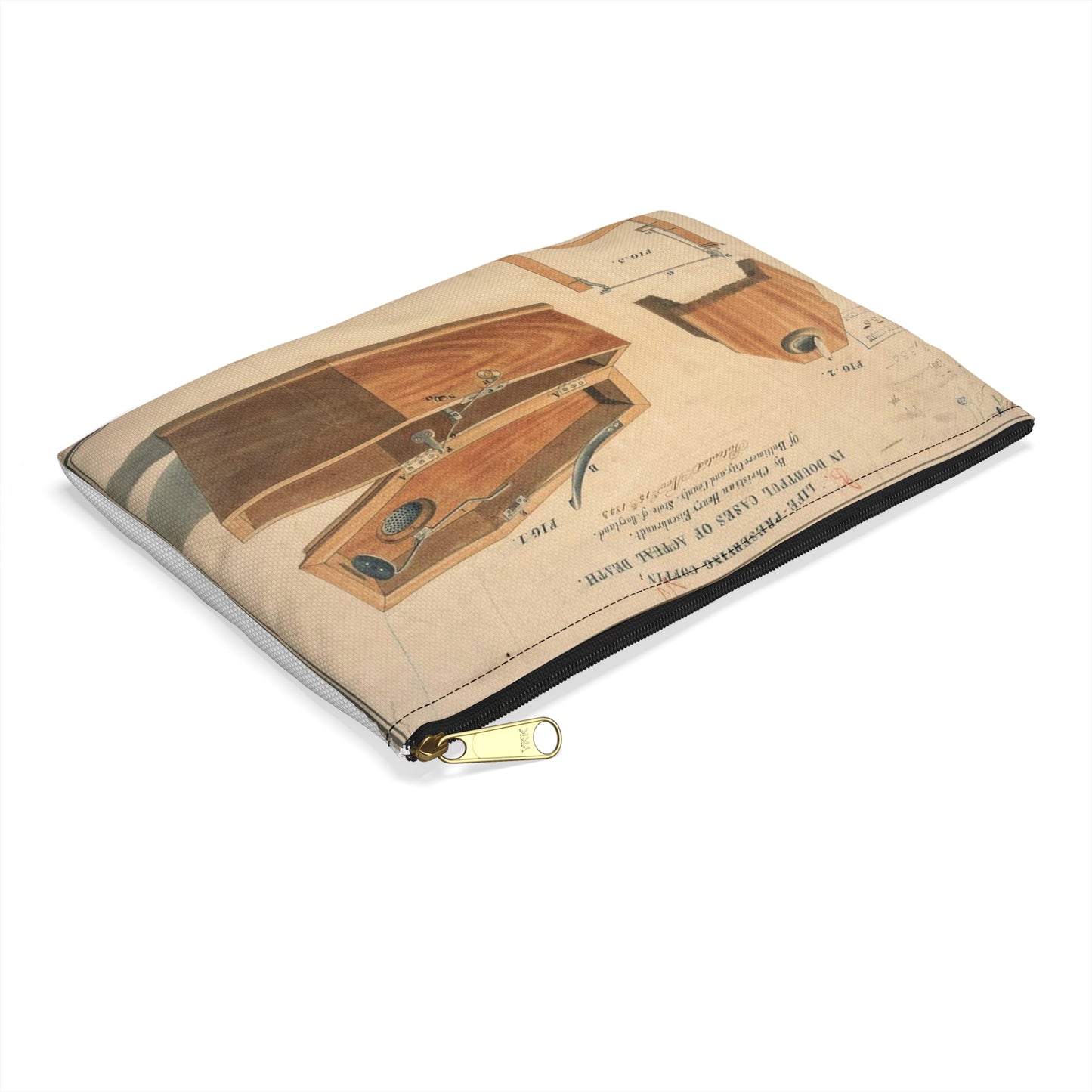 Patent drawing - Drawing for a Life - Preserving Coffin Public domain image Large Organizer Pouch with Black Zipper