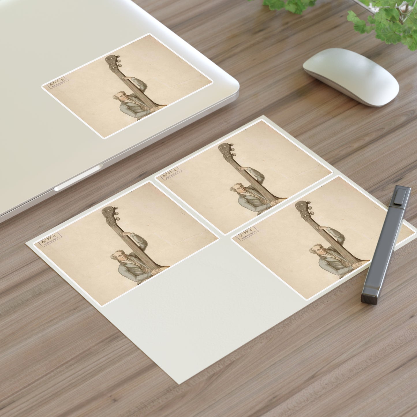 Patent drawing - Drawing of a Harp Guitar Public domain image Laminated UV Protective Vinyl Stickers
