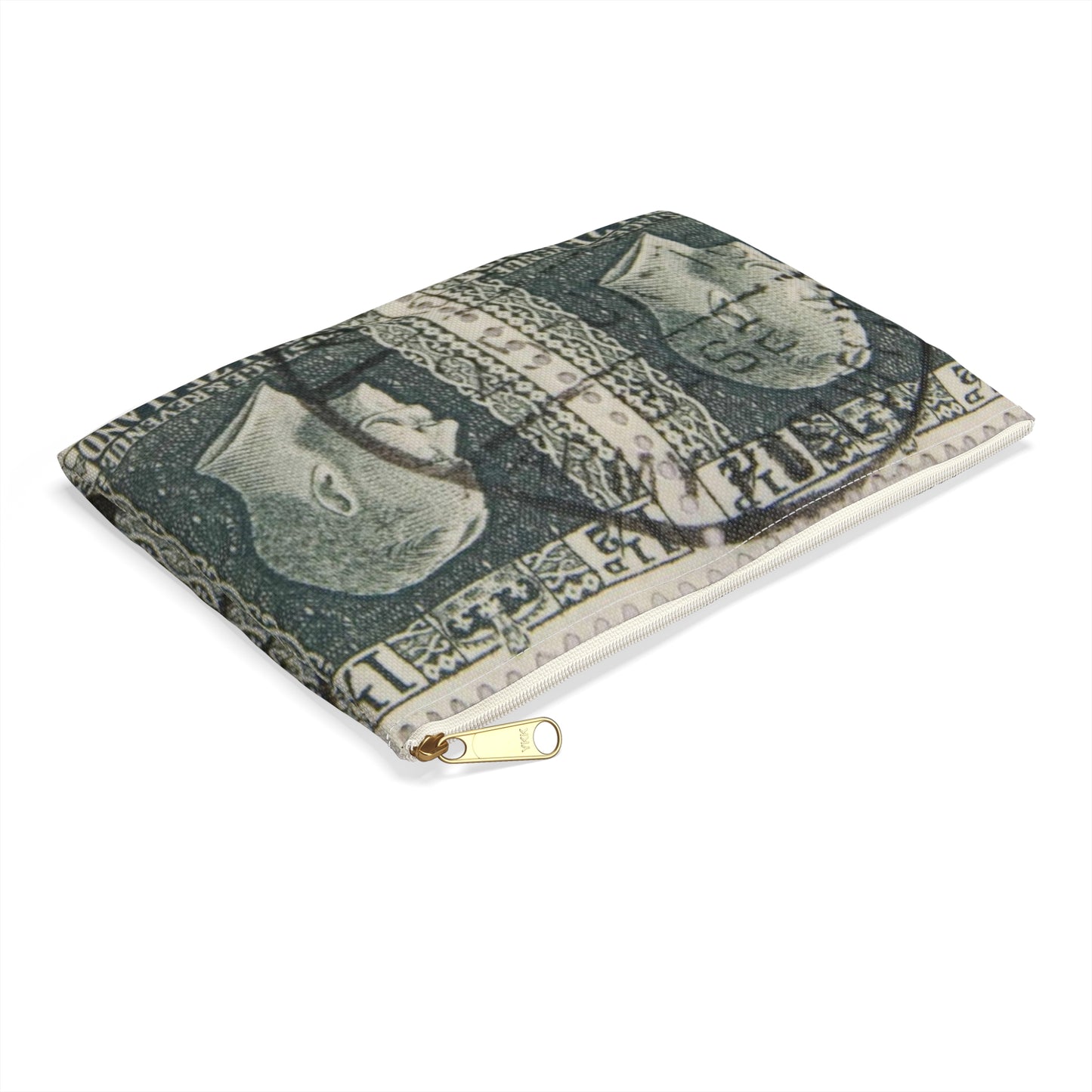 Block of one and a half penny 'King George V' definitive stamps in grey slate Large Organizer Pouch with Black Zipper