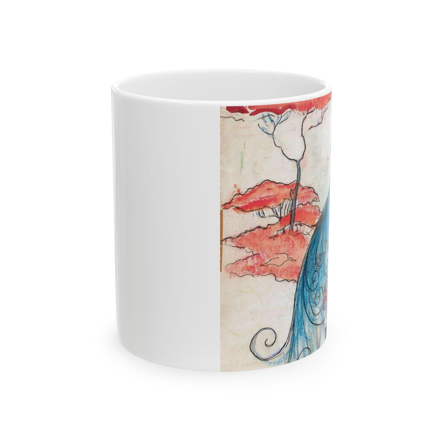 EliseuVisconti-A832-Pavão iluminado – Estudo para tecido Beautiful Novelty Ceramic Coffee Mug 11oz