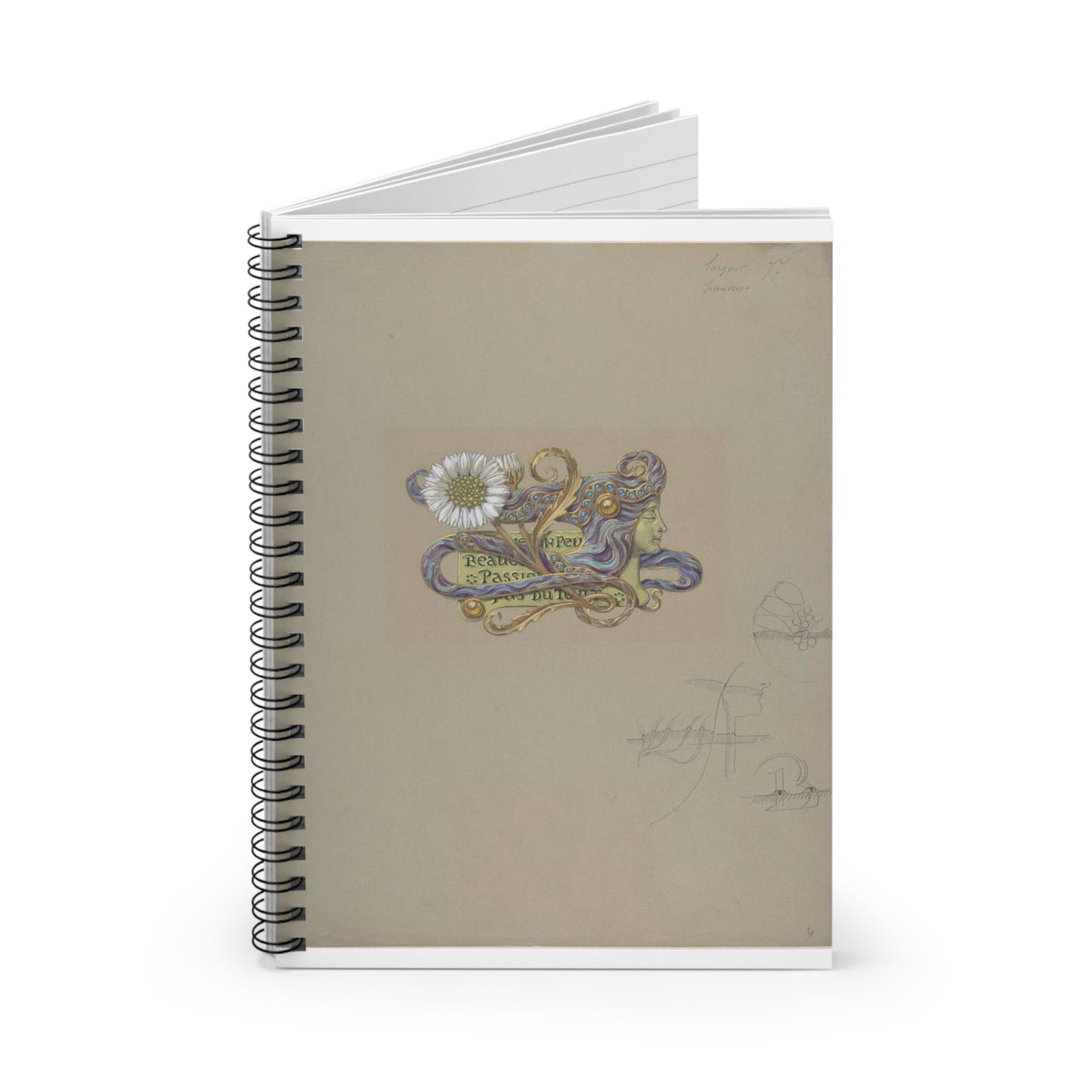 Eugène Samuel Grasset - Jewelry Design Spiral Bound Ruled Notebook with Printed Cover