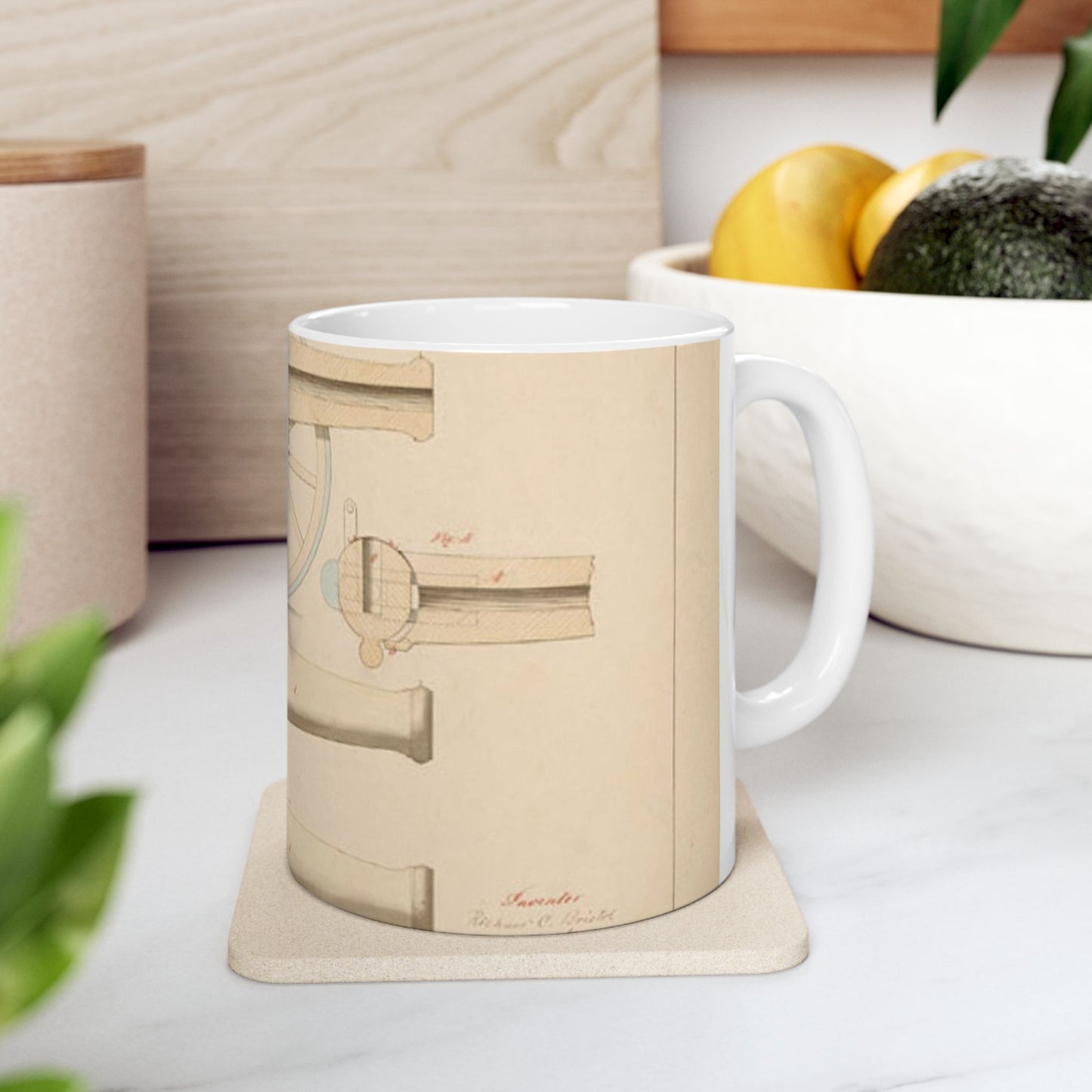 Patent drawing - Drawing of Improved Breech Loading Cannon Public domain image Beautiful Novelty Ceramic Coffee Mug 11oz