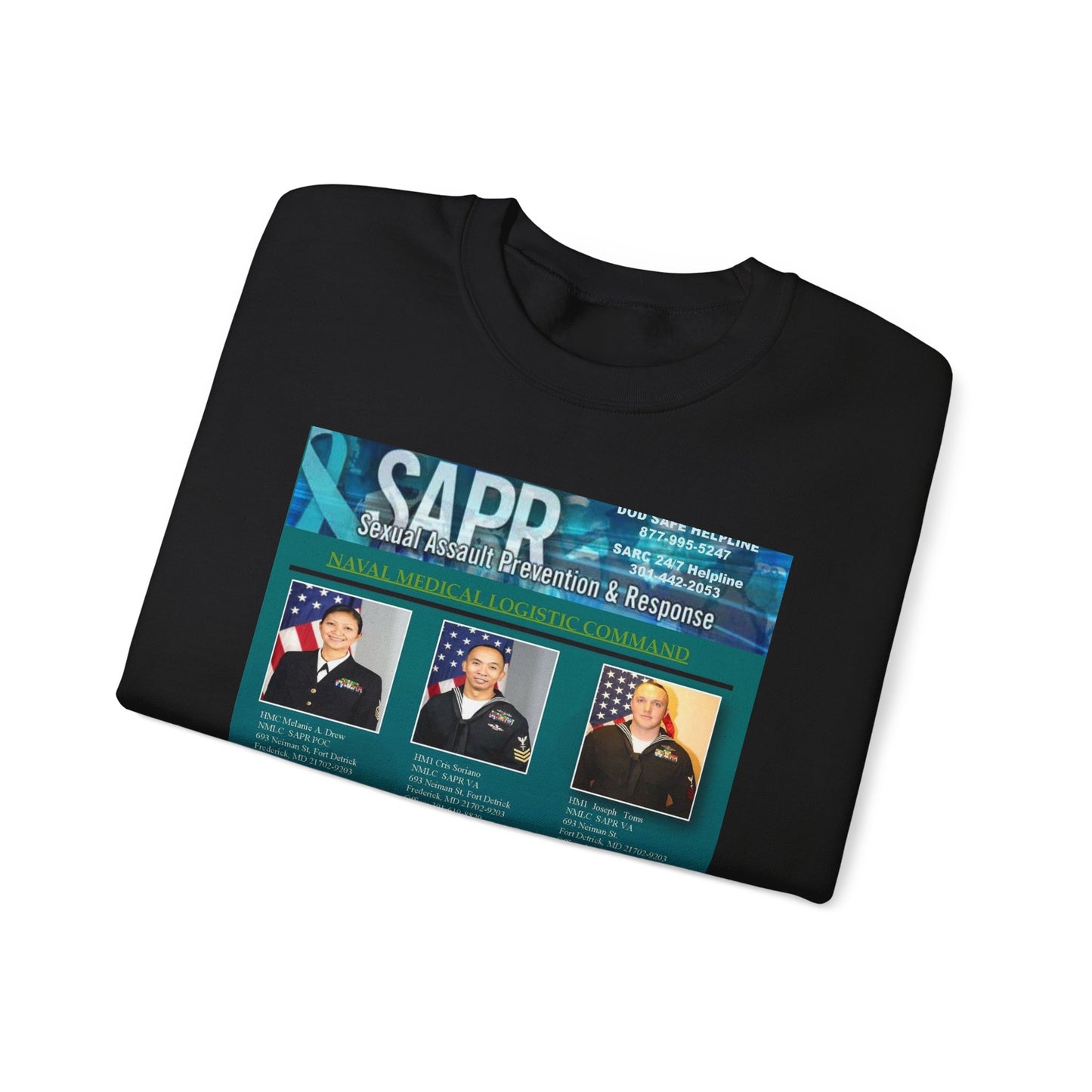 The Naval Medical Logistics Command’s Sexual Assault Black Heavy Blend Adult Crew Neck SweatShirt