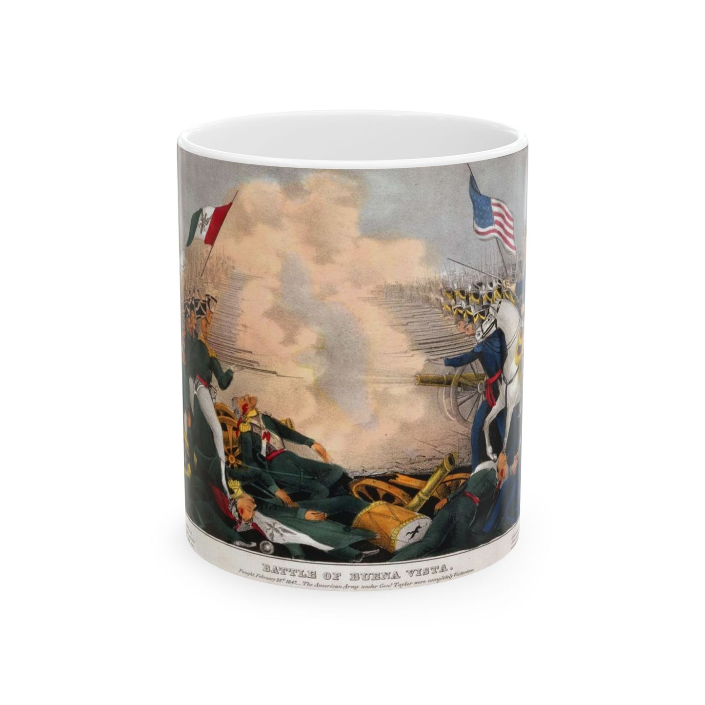 Battle of Buena Vista--Fought February 23d, 1847--The American Army under Genl. Taylor were completely victorious / lith. & pub. by J. Bailie (sic), N. York. Beautiful Novelty Ceramic Coffee Mug 11oz