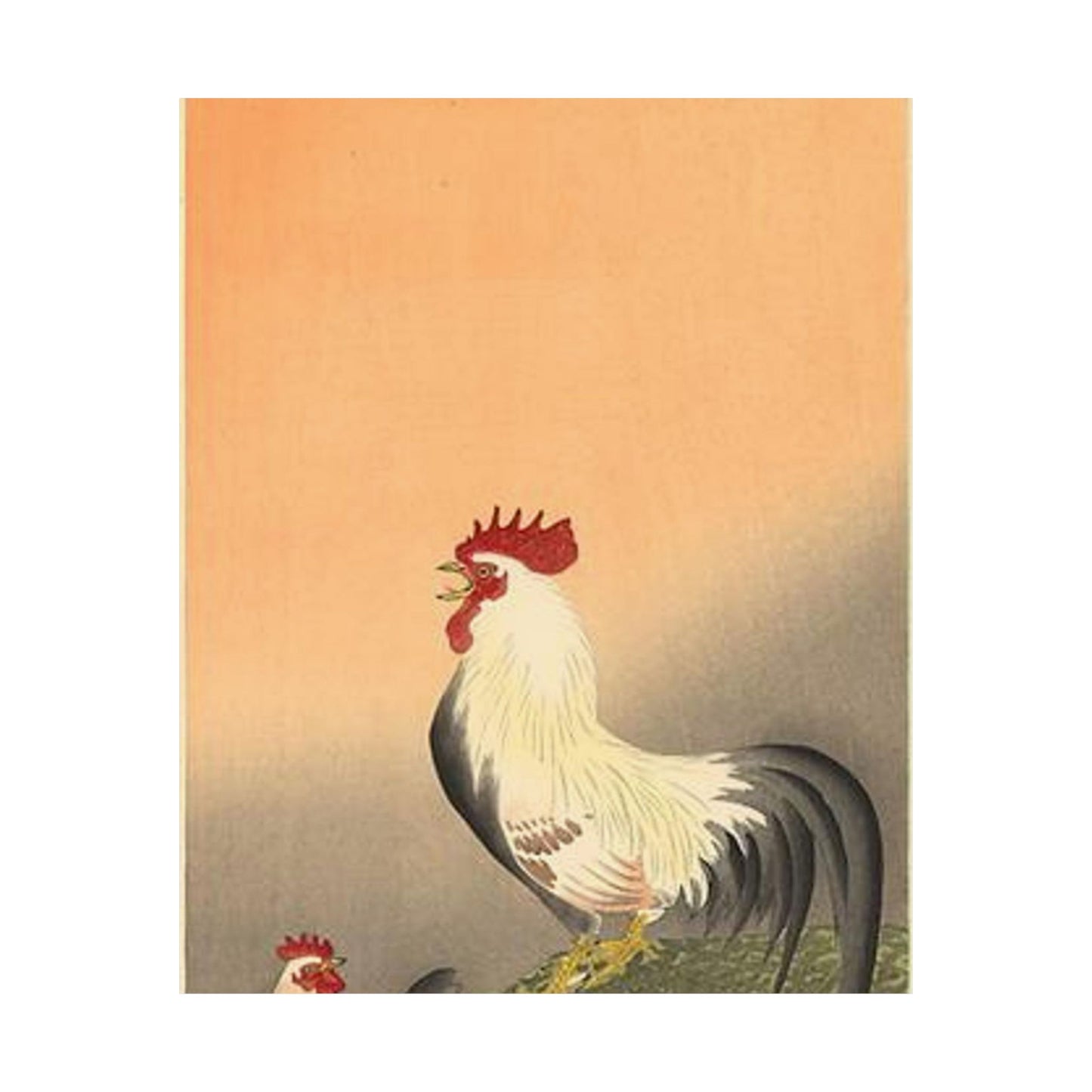 Koson - rooster-and-hen-at-sunrise, Ohara Koson High Quality Matte Wall Art Poster for Home, Office, Classroom