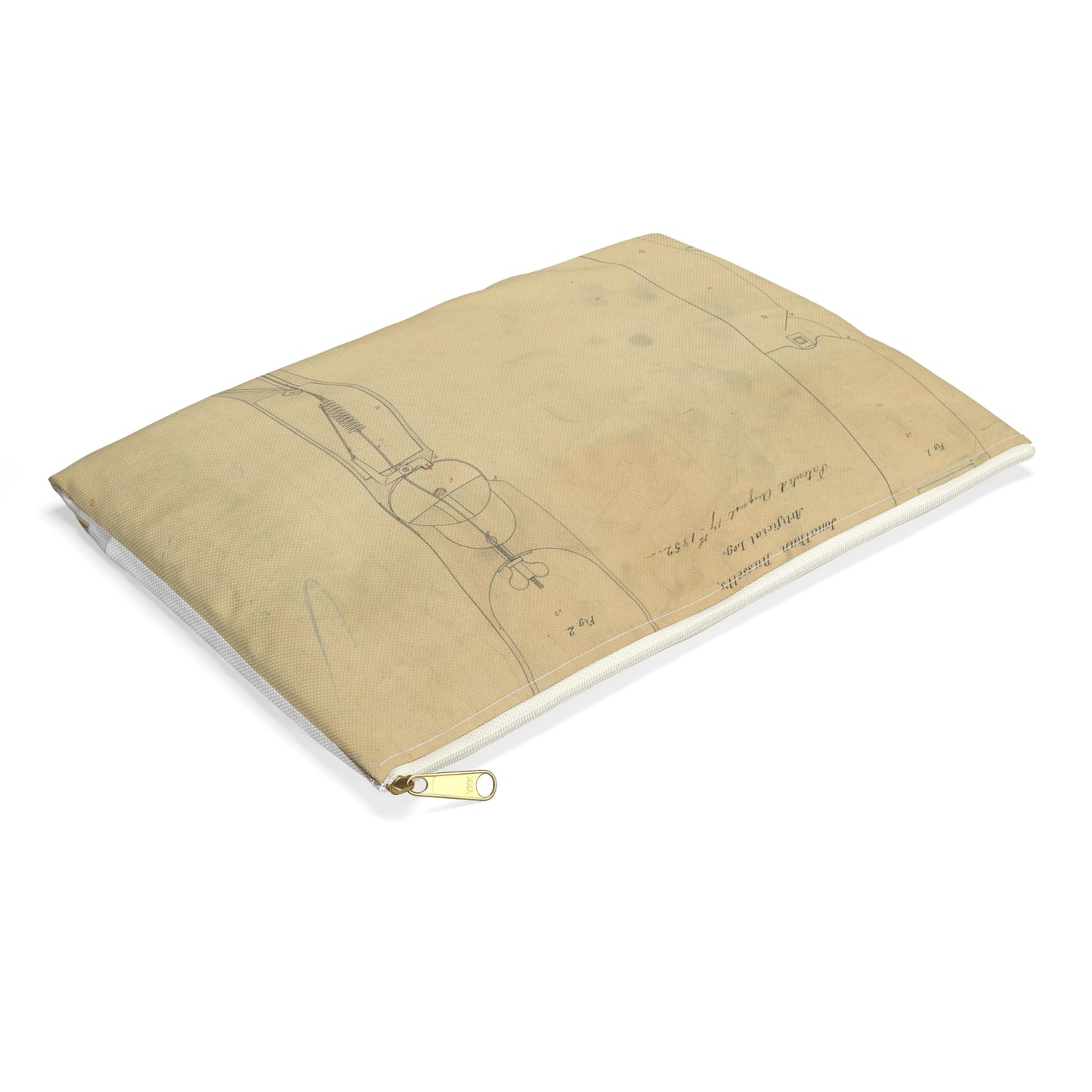 Patent drawing - for Jonathan Russell's Artificial Leg Public domain image Large Organizer Pouch with Black Zipper