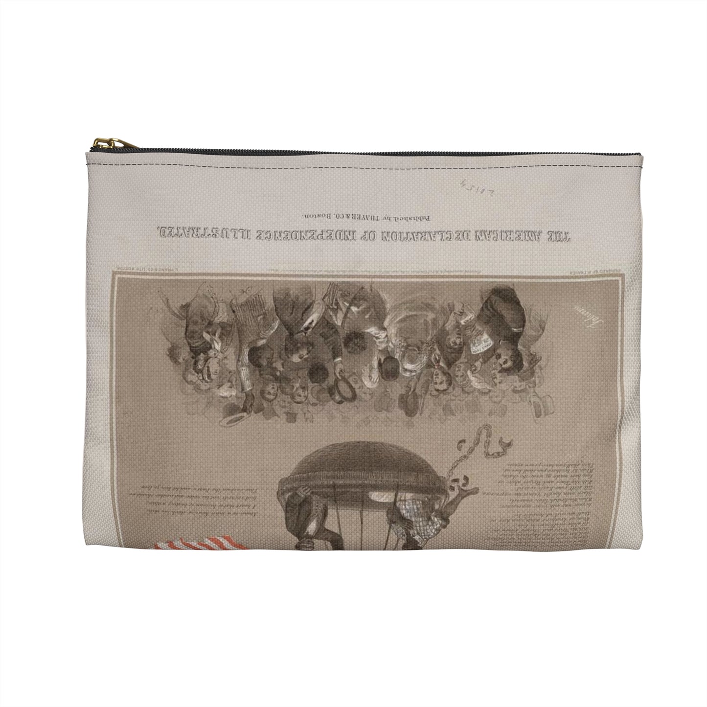 The American Declaration of Independence illustrated / Fabronious ; designed by R. Thayer ; L. Prang & Co. Lith., Boston. Large Organizer Pouch with Black Zipper
