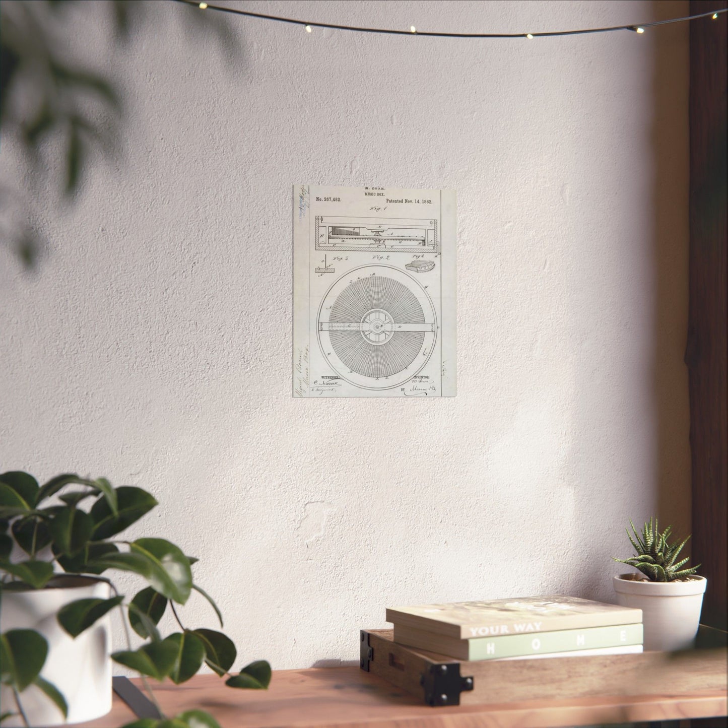 Patent Drawing of Engine - for M. Boom's Music Box Public domain image High Quality Matte Wall Art Poster for Home, Office, Classroom