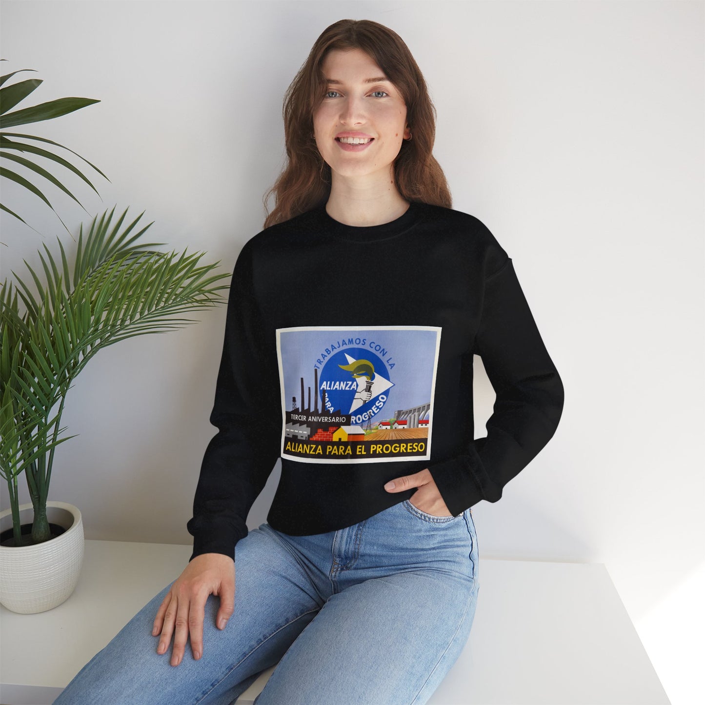 Alliance Posters, Cold War American Propaganda poster Black Heavy Blend Adult Crew Neck SweatShirt