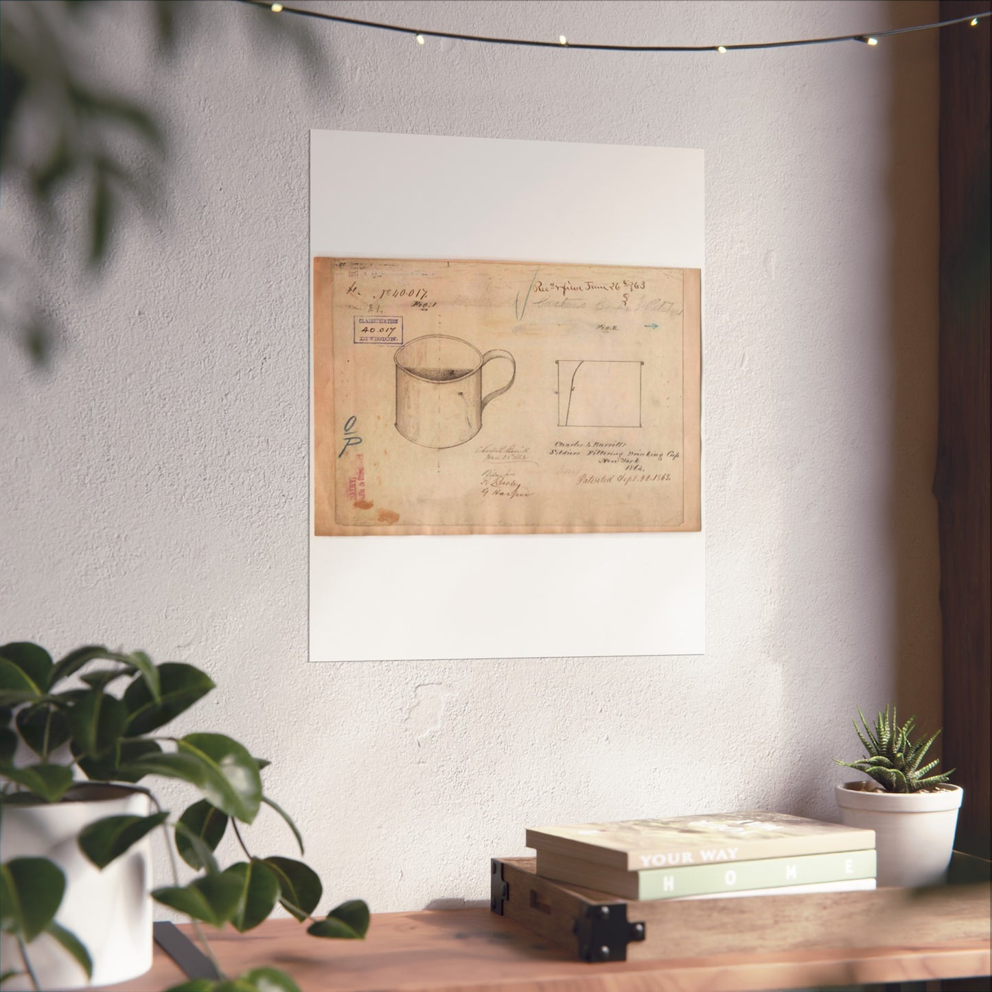 Patent drawing - Drawing of Soldiers Filtering Drinking Cup Public domain image High Quality Matte Wall Art Poster for Home, Office, Classroom