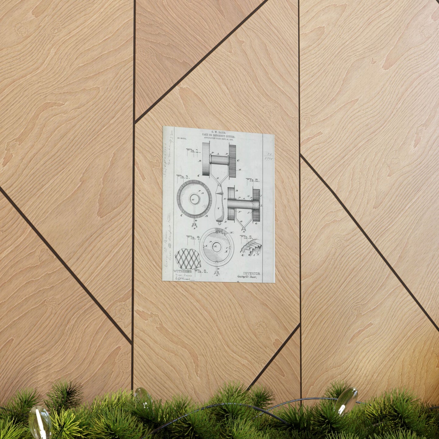 Patent Drawing of Engine - for G. W. Baier's Cake or Doughnut Cutter Public domain image High Quality Matte Wall Art Poster for Home, Office, Classroom