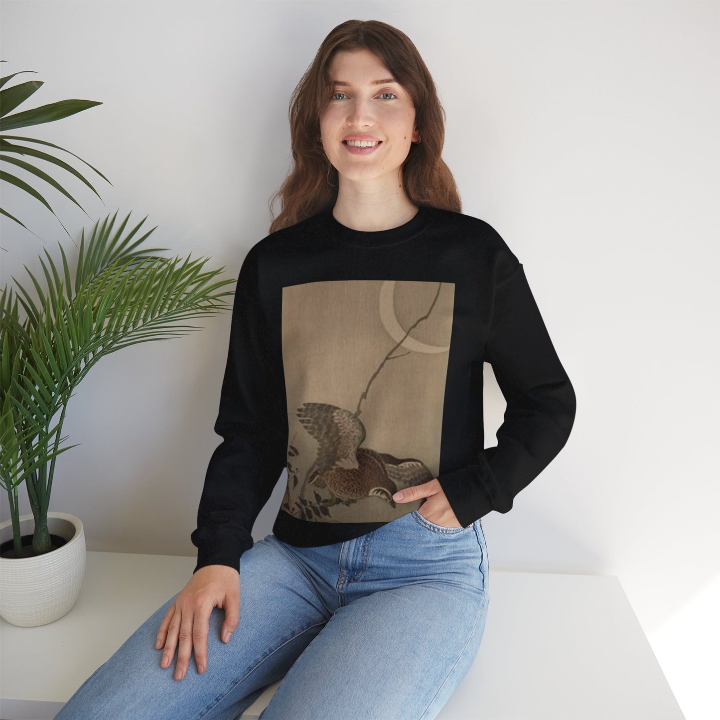 Koson Eule, Ohara Koson. 19th century Japan. Public domain image. Black Heavy Blend Adult Crew Neck SweatShirt